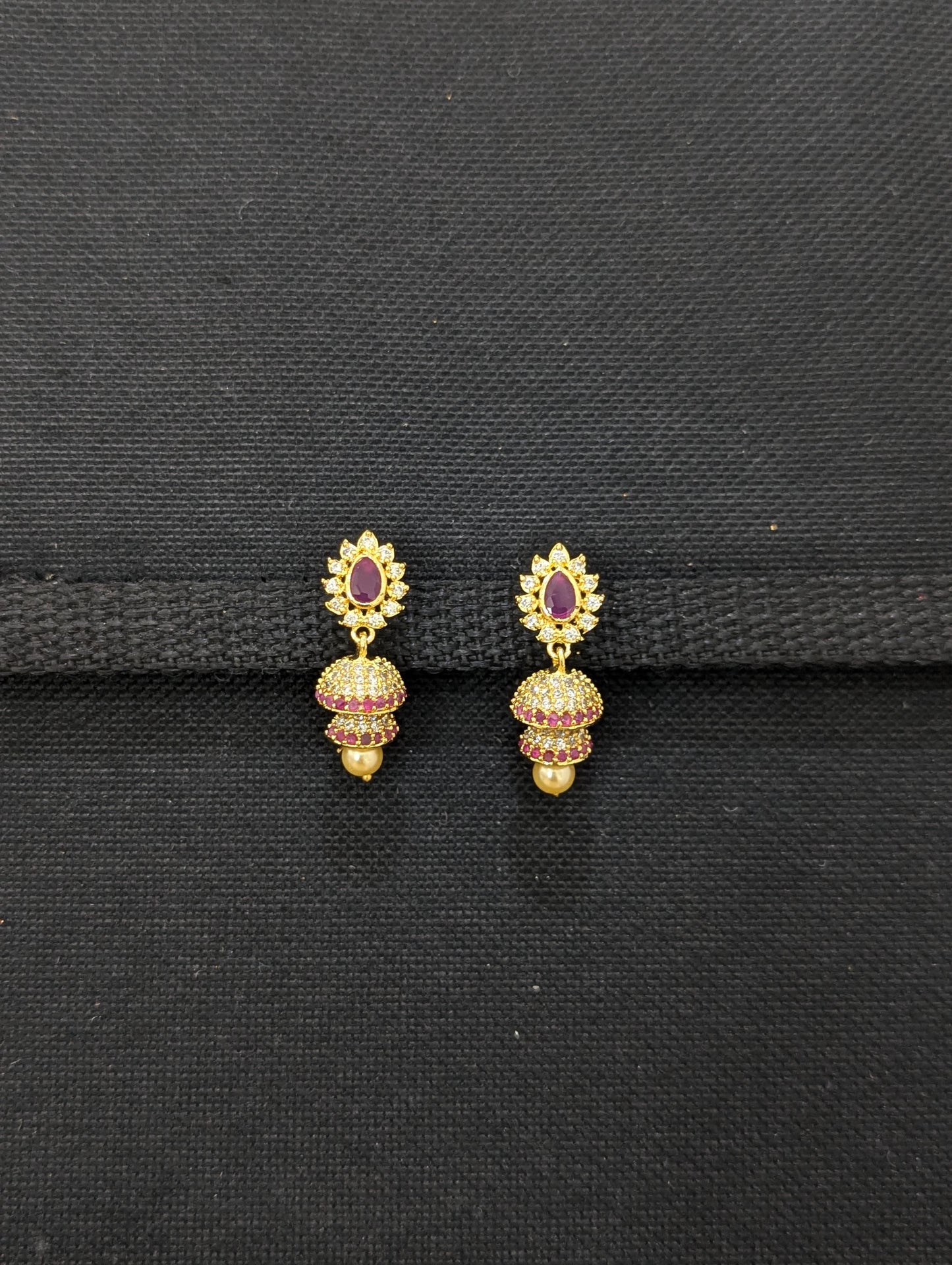 Double layer CZ Jhumka Earrings - Simpliful