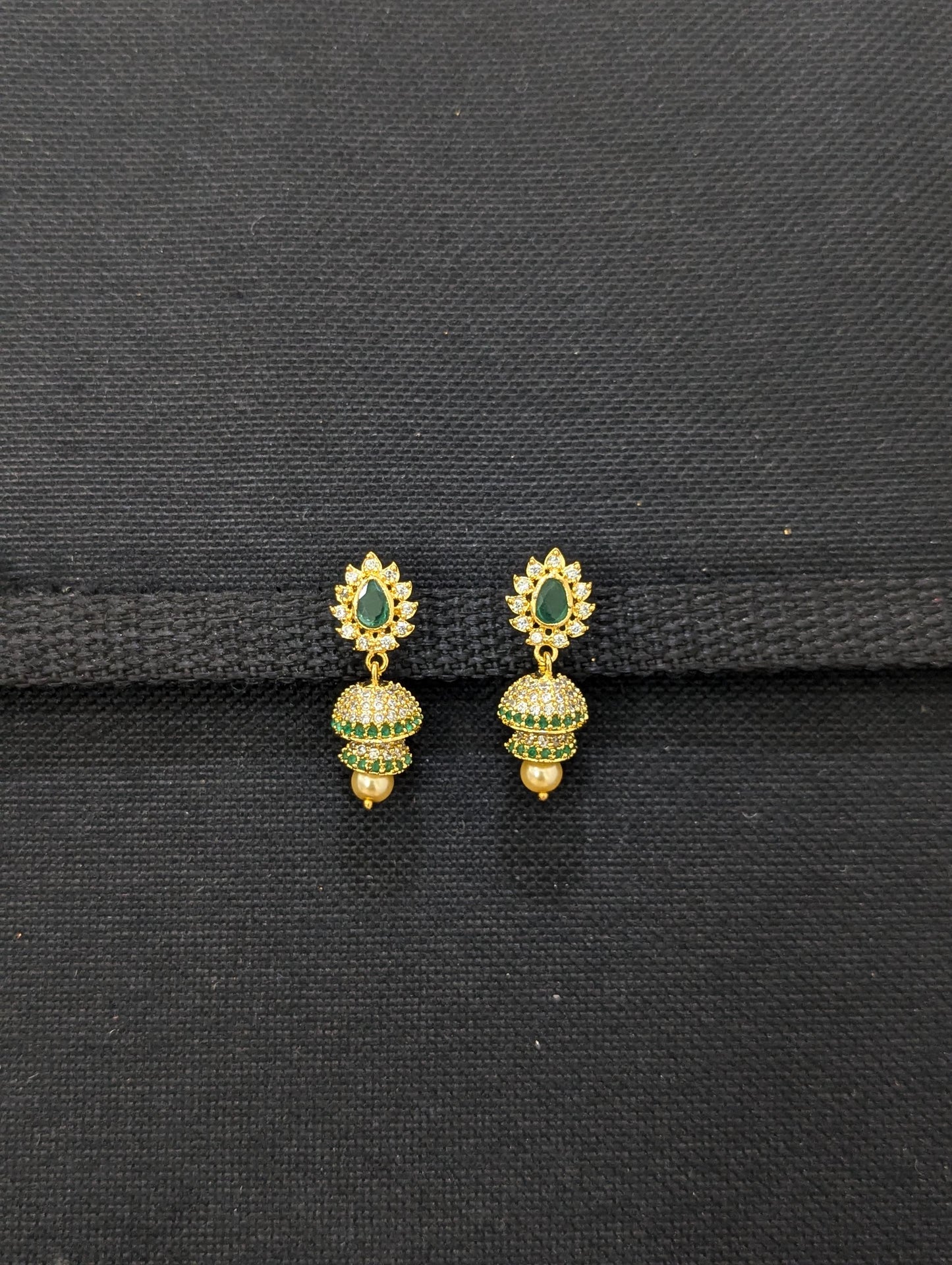 Double layer CZ Jhumka Earrings - Simpliful