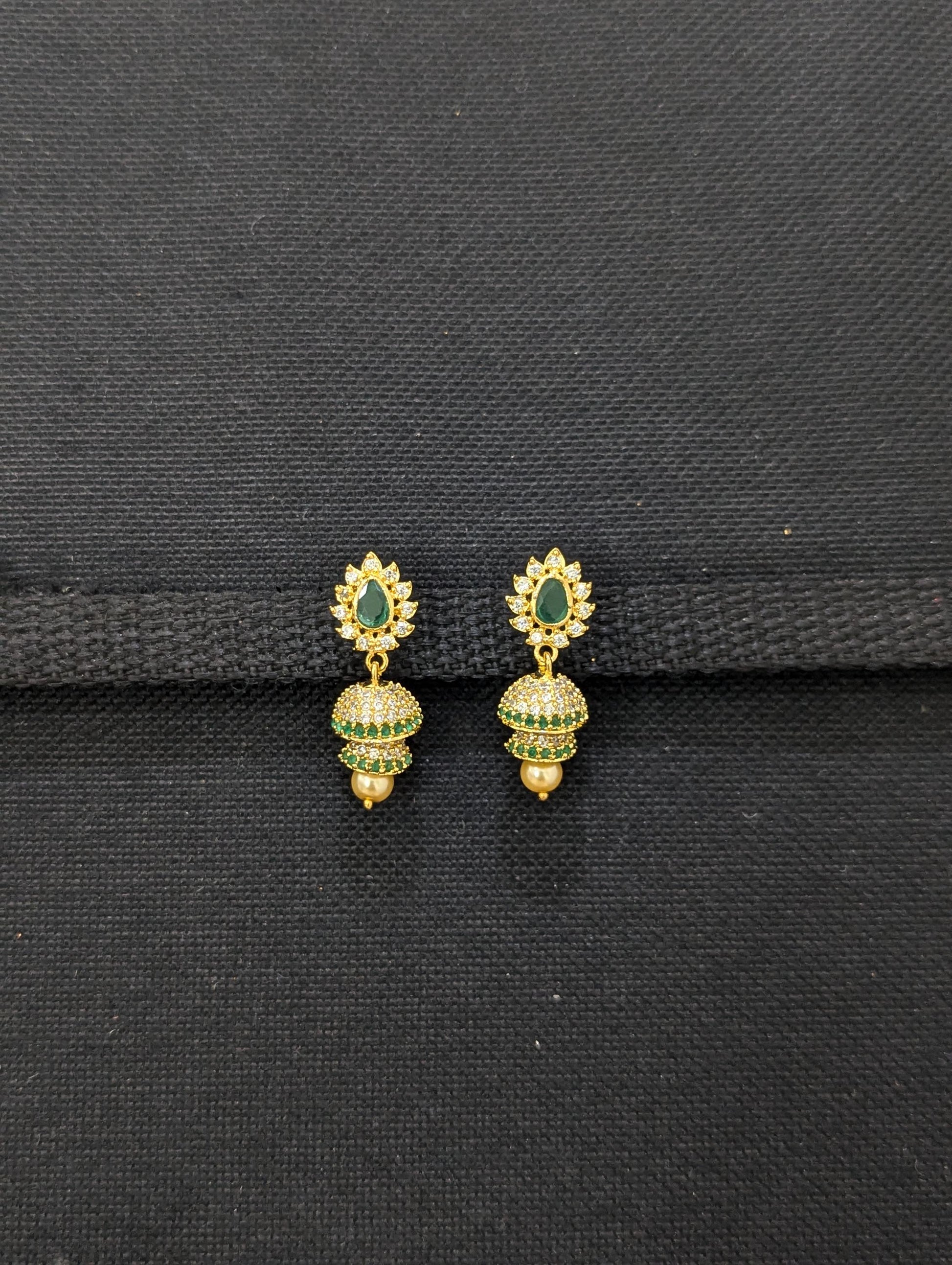 Double layer CZ Jhumka Earrings - Simpliful