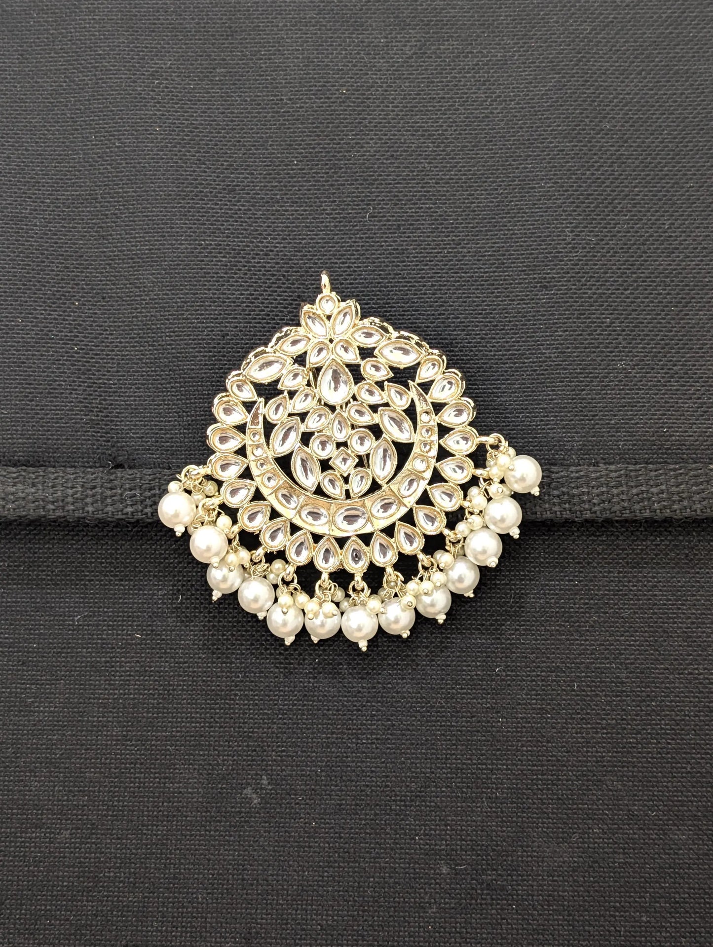 Kundan Clip on Hair brooch - D1 - Simpliful