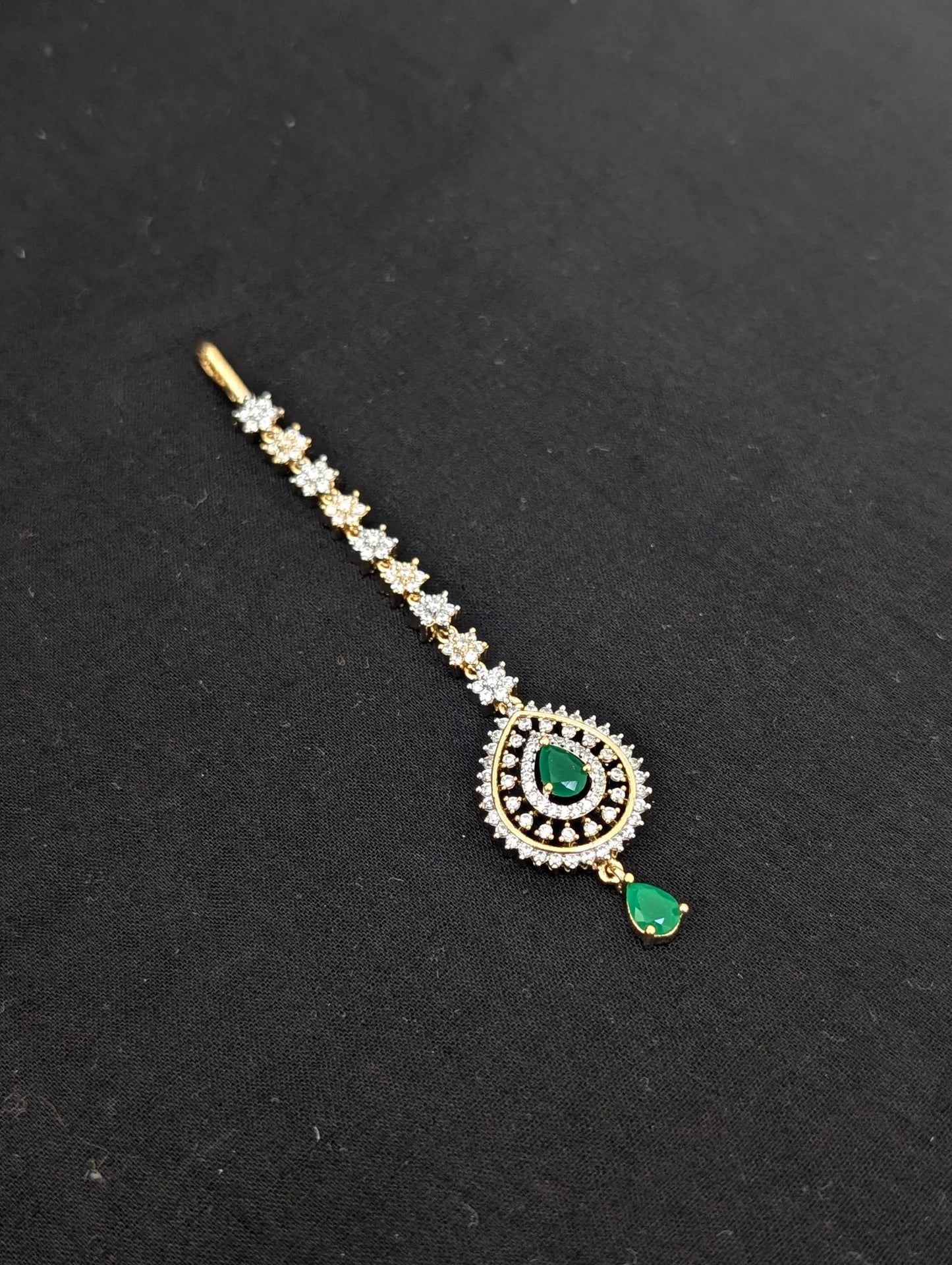 Teardrop CZ One gram gold plated Tikka