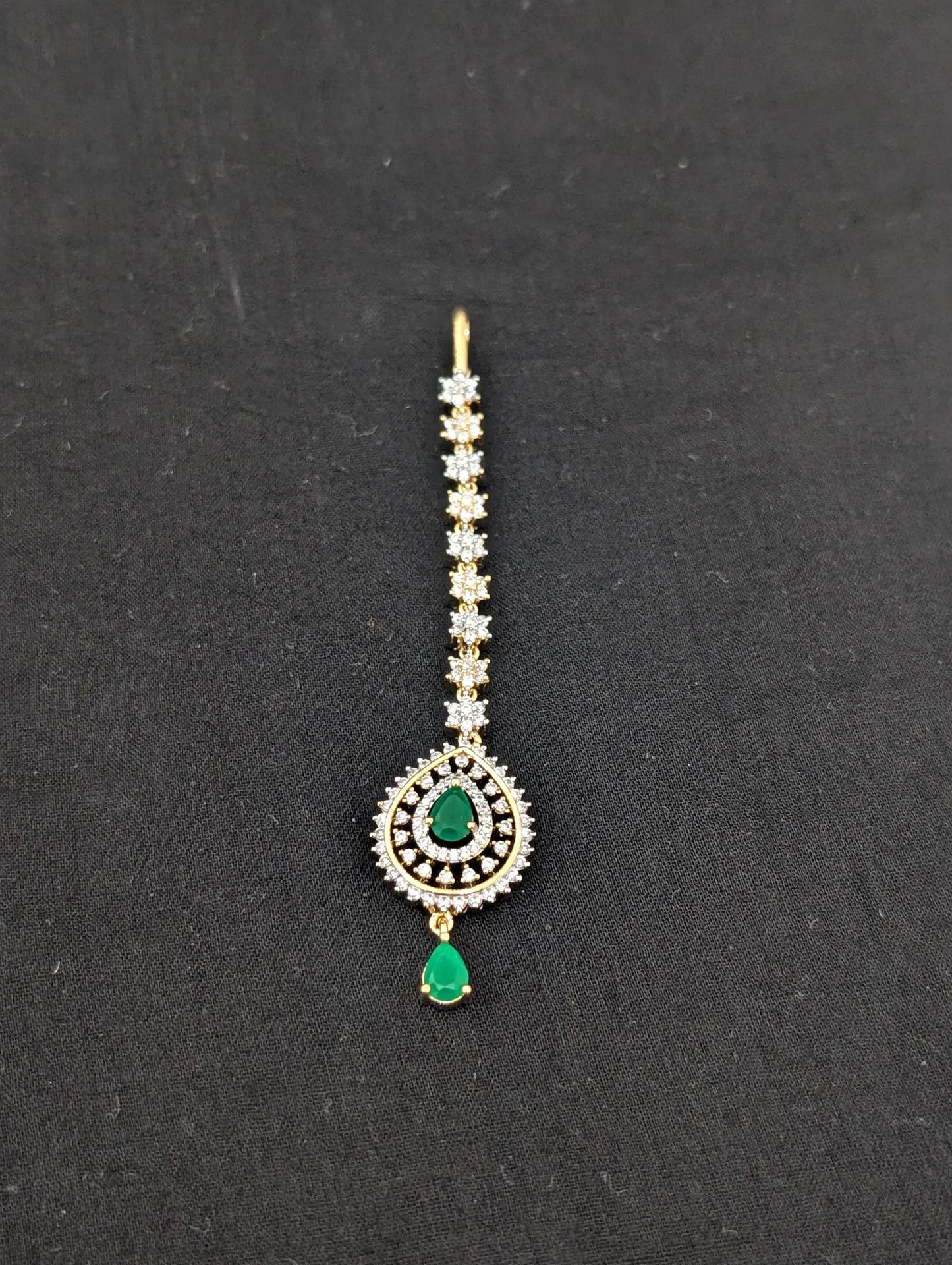 Teardrop CZ One gram gold plated Tikka
