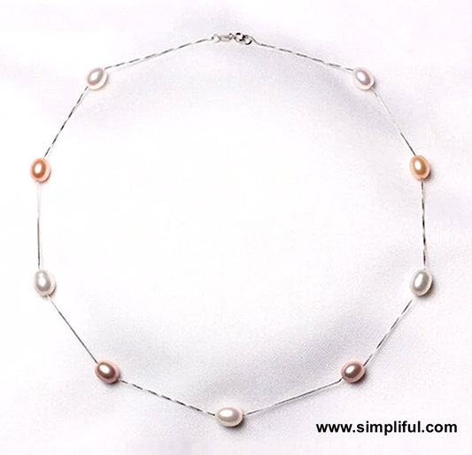 Natural Pearl Sterling Silver Casual Necklace - Simpliful