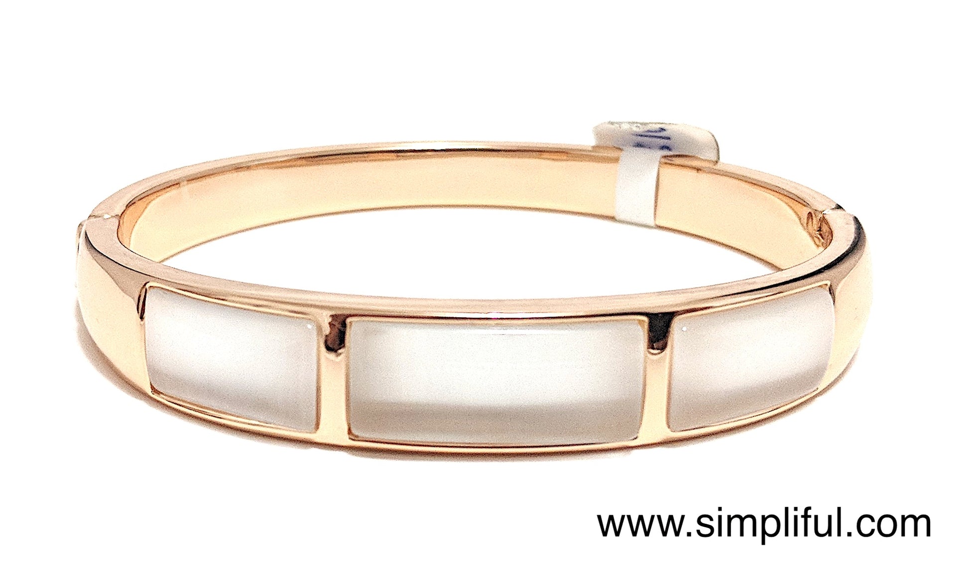 Rose gold finish Resin embedded Bangle Bracelet - Simpliful