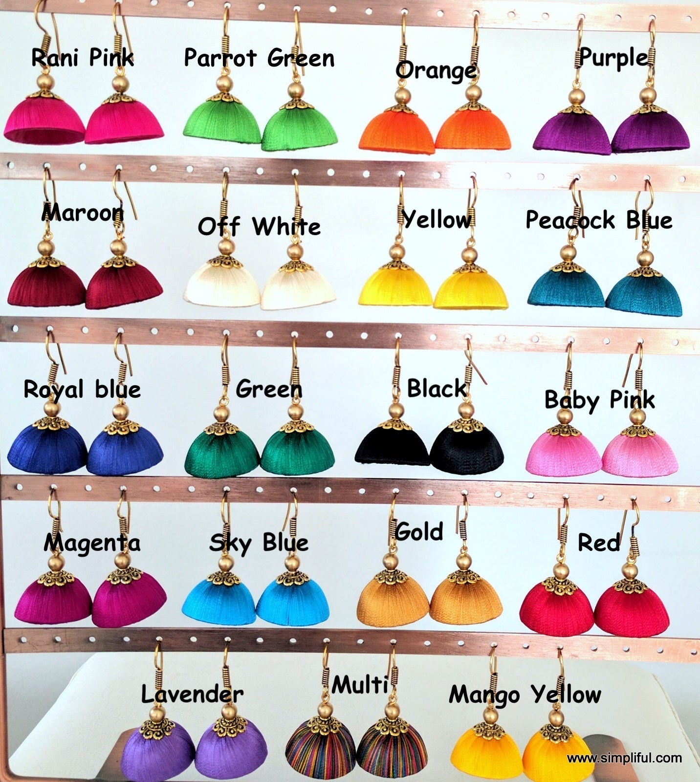 Silk Thread Medium Hook Drop Jhumka Earring