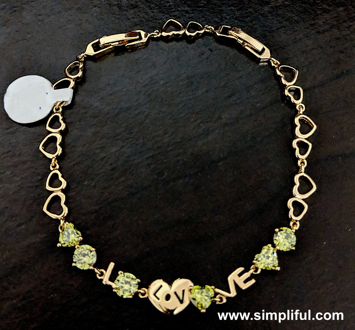 Gold finish Hearty Love cz stone Bracelet - Simpliful