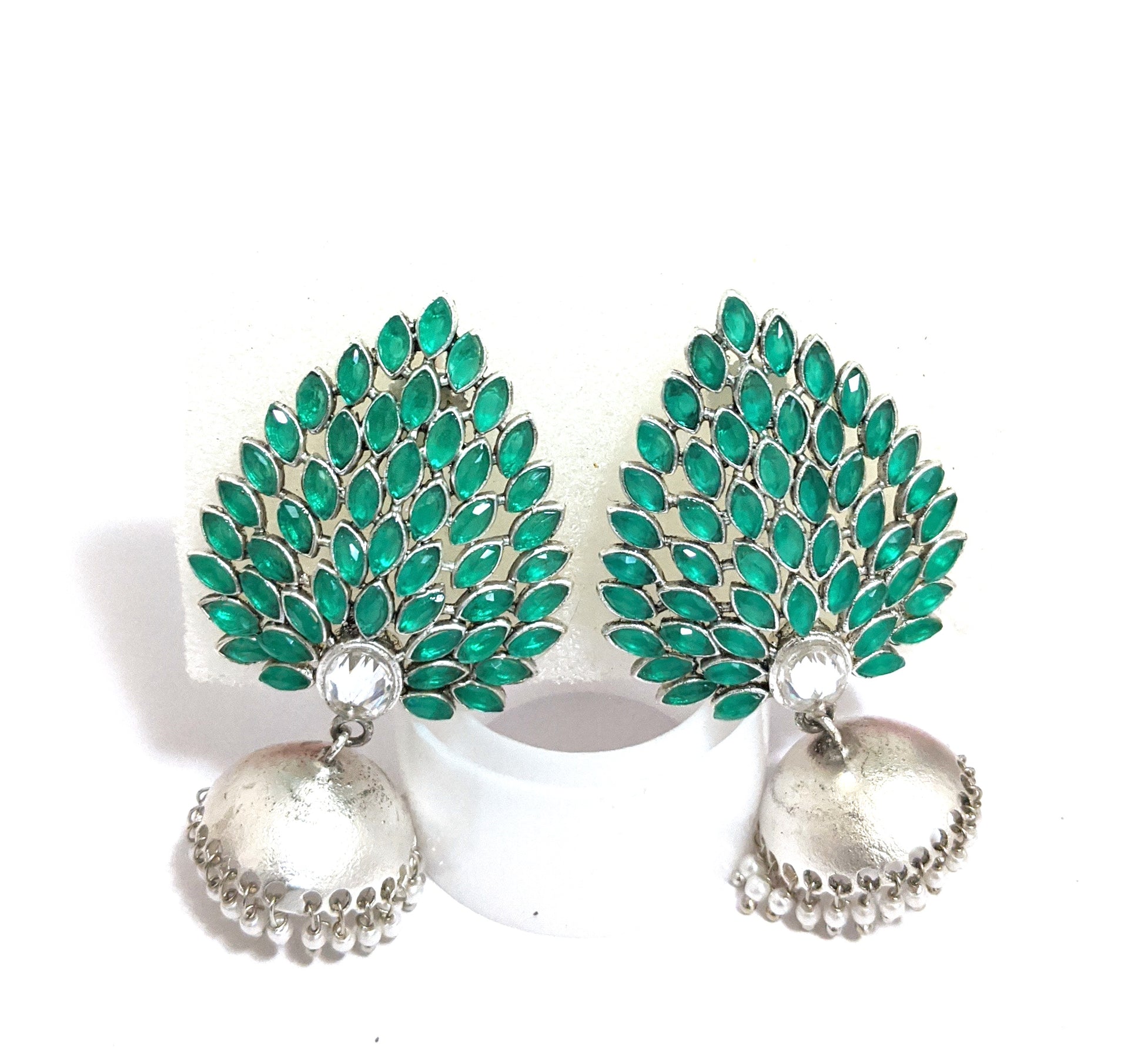 Silver Rhodium plated Designer Jhumka Earrings - Simpliful