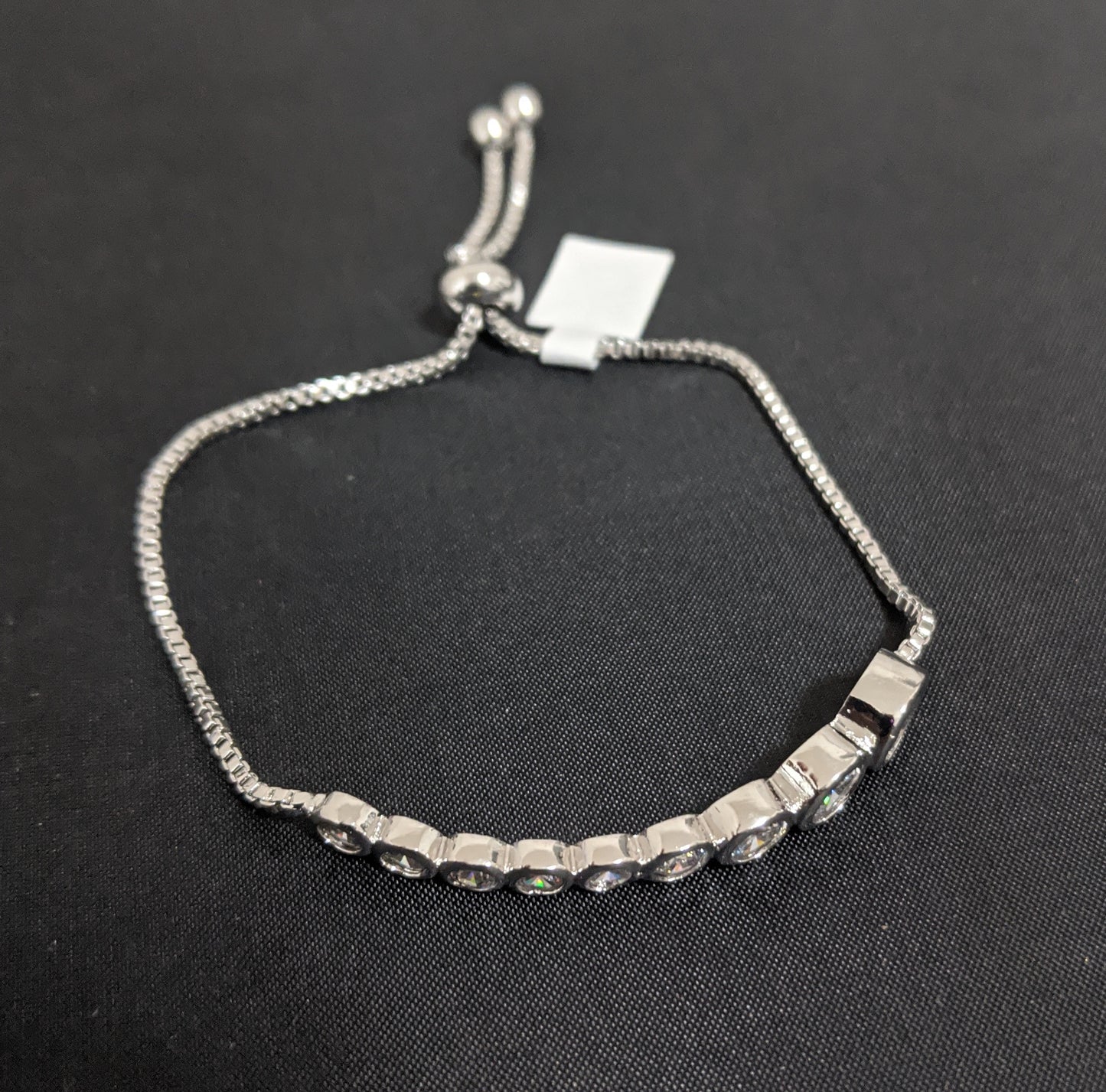Platinum finish circle design CZ stone Adjustable Bracelet - Simpliful