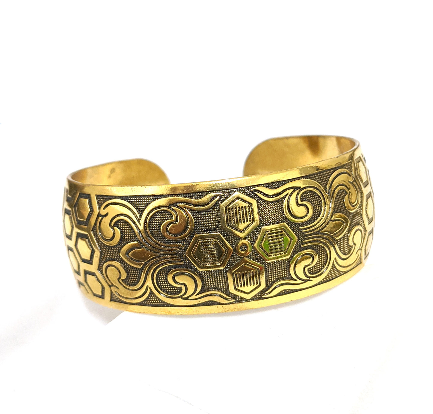 Antique gold finish oxidized broad kada - Design 2 - Simpliful