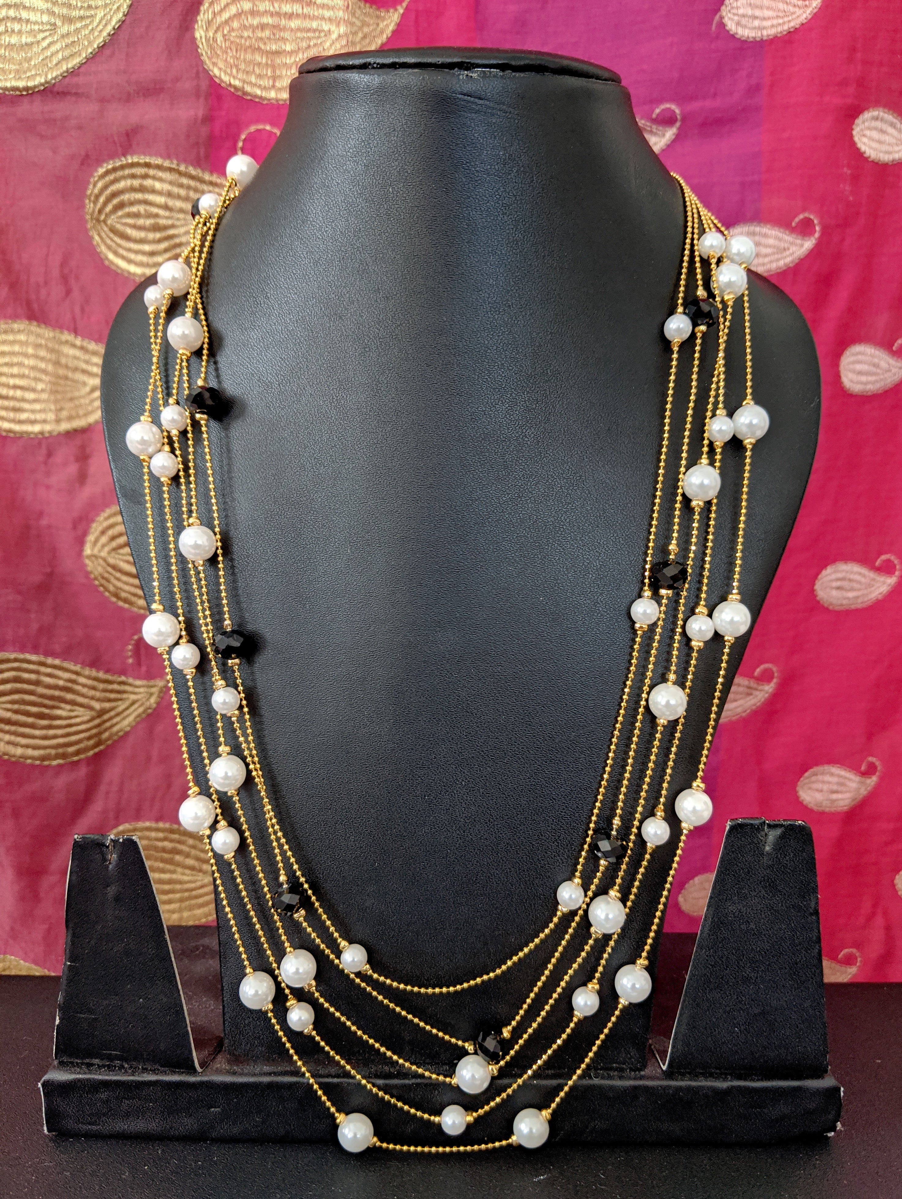 tribes india Black White Crystal Beads Multi Strand Necklace for Women  Stone Necklace Price in India - Buy tribes india Black White Crystal Beads  Multi Strand Necklace for Women Stone Necklace Online