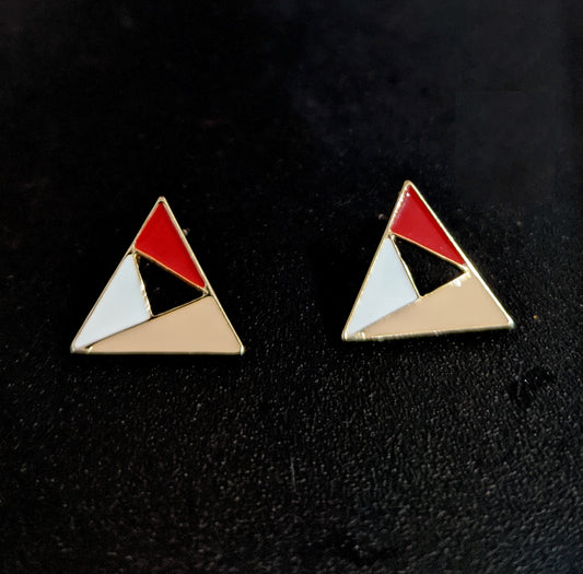 Enamel work triangle stud earring - Simpliful