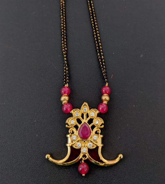 Maharastrian Tradition gold imitation Pendant Mangalsutra Necklace
