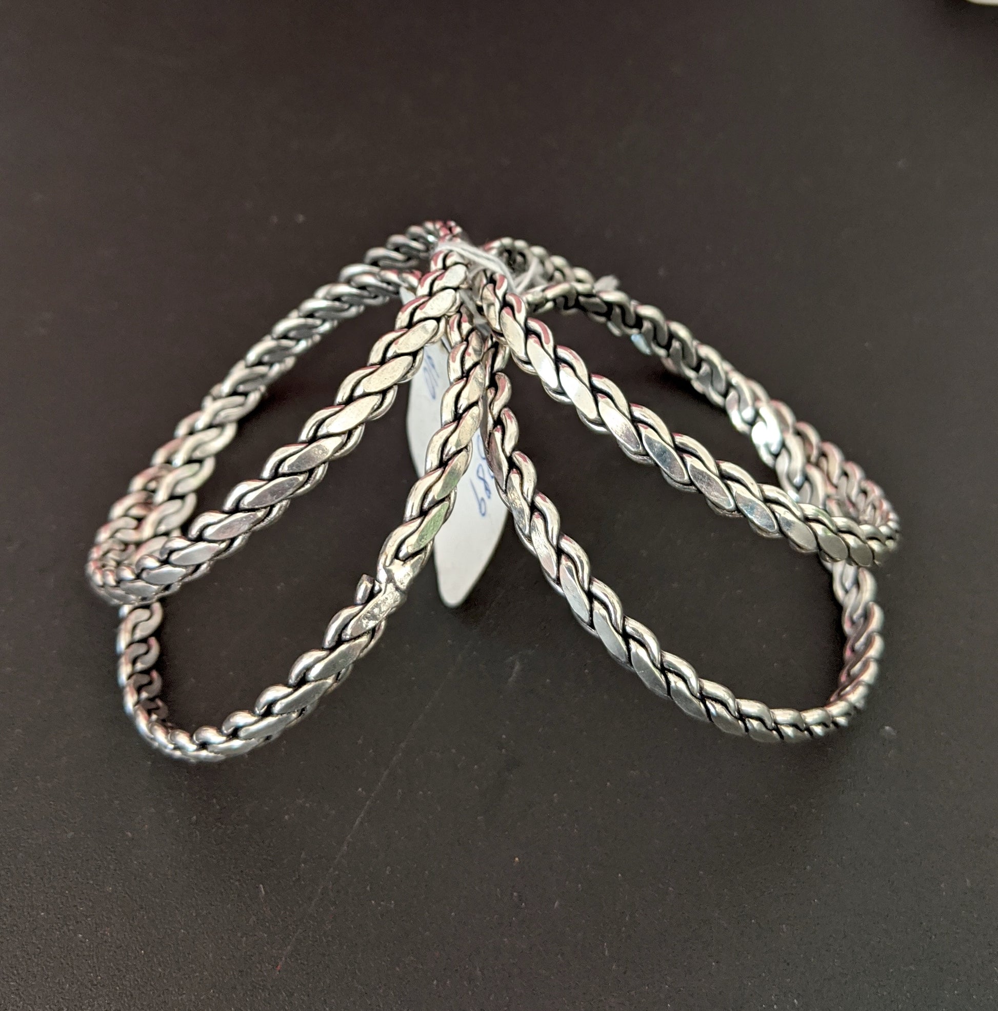 Spiral design oxidized silver bangles - Set of 4 - Simpliful