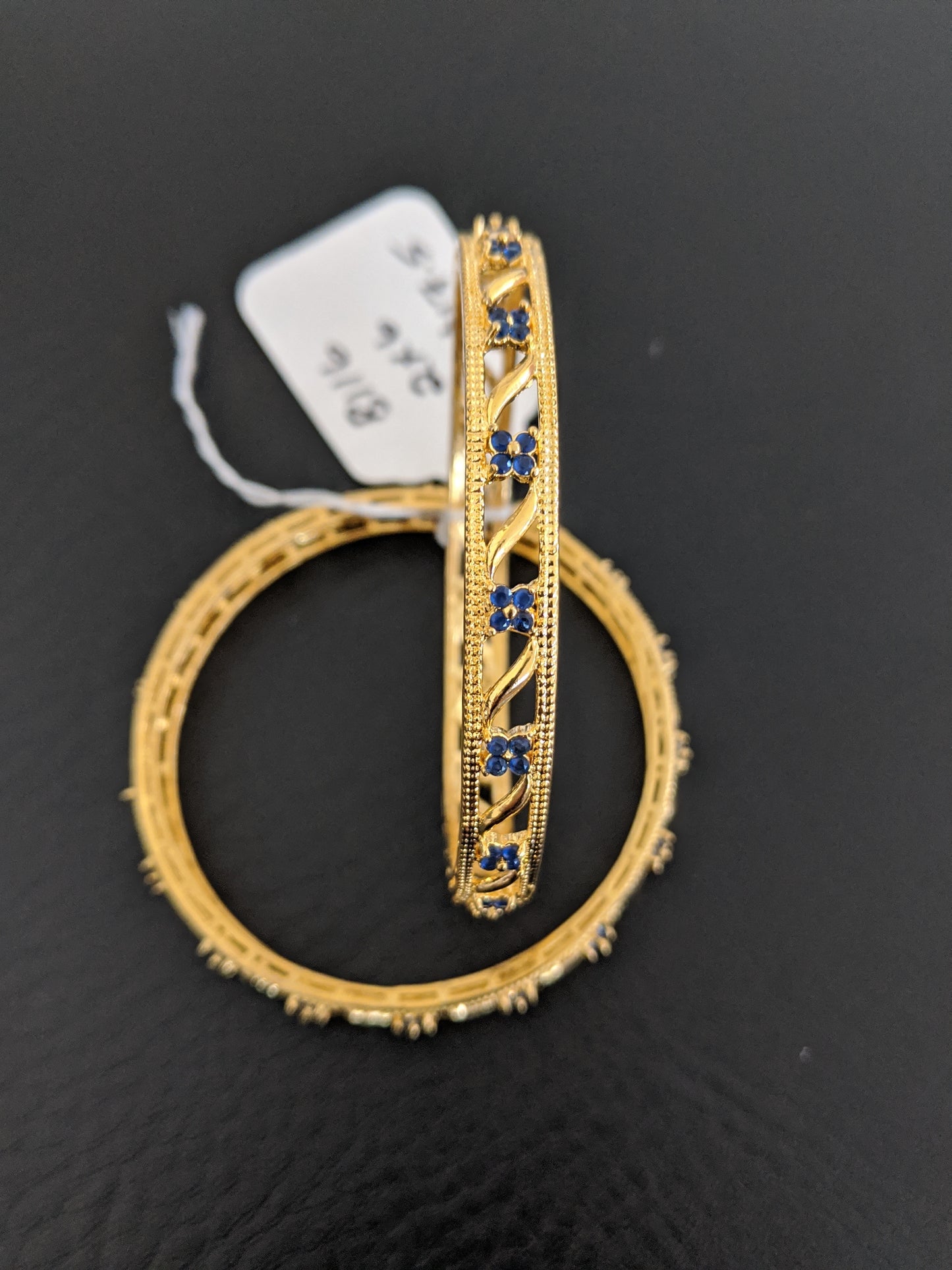 4 dot flower design One gram gold Blue CZ stone Bangles