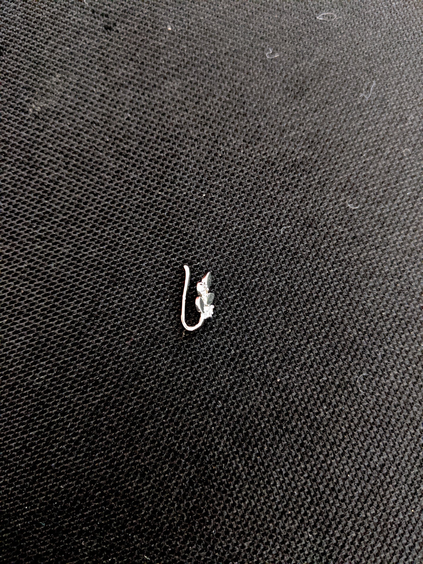 Tiny Leaf design Clip on Nose Pin  - Platinum finish