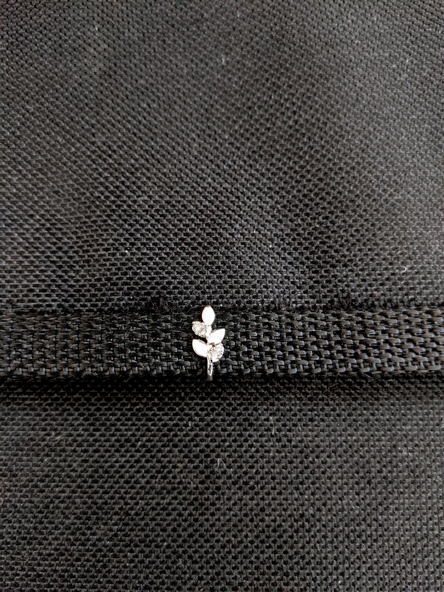 Tiny Leaf design Clip on Nose Pin  - Platinum finish
