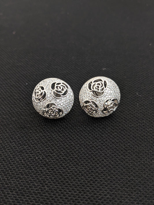 Rose flower design zirconia Stud Earrings