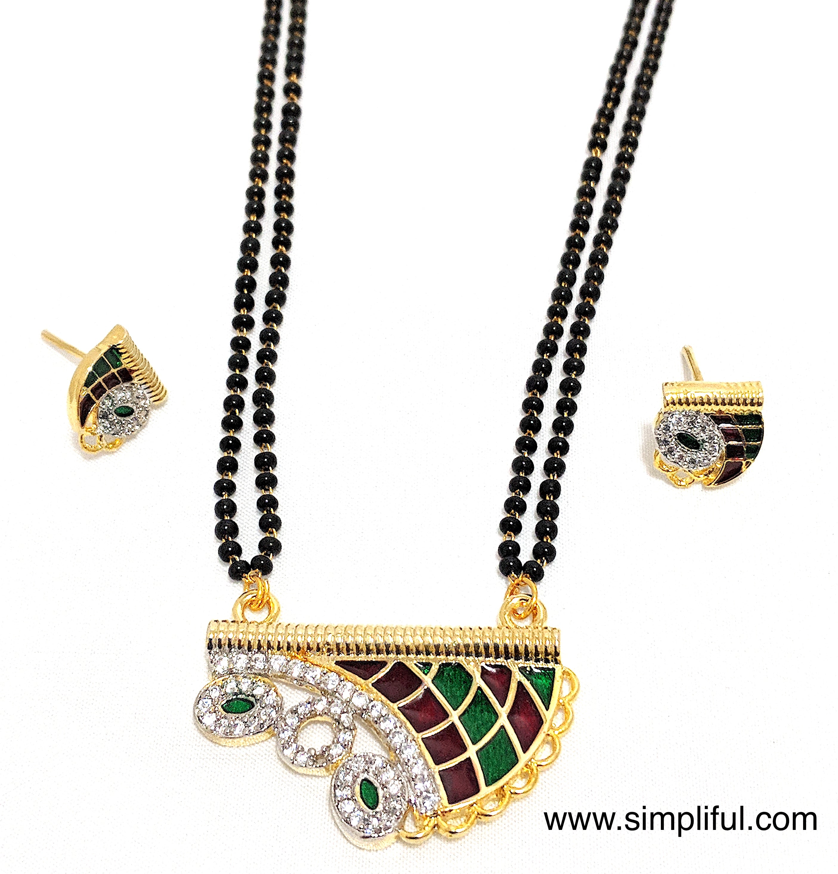 Long Mangalsutra Designs Set With Earrings Gold Mangalsutra Diamond Drop  Design Black Beads Chain - Parrita Global at Rs 659.00, Mumbai | ID:  25631573291