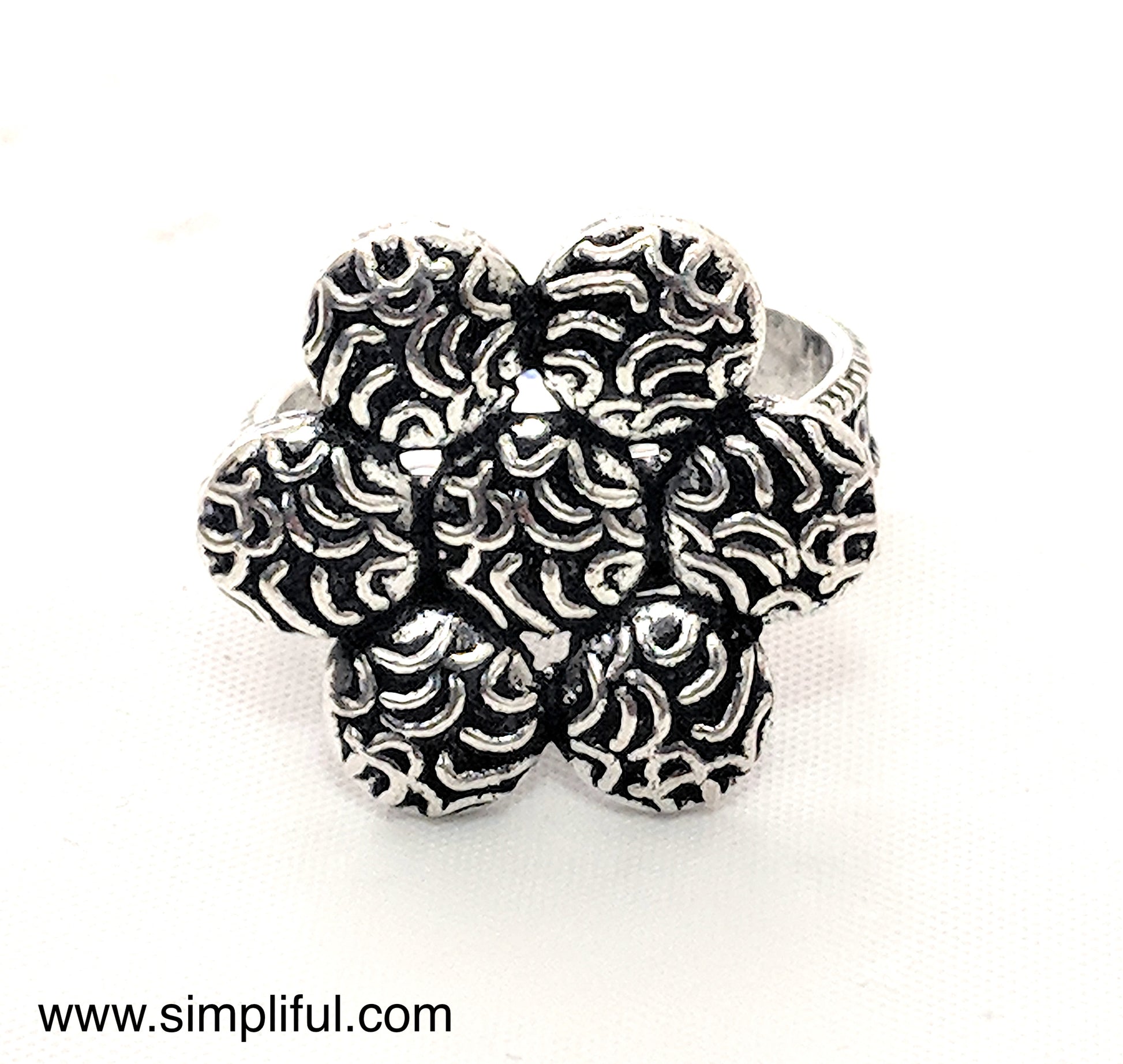 Oxidized Flower Adjustable Finger ring - Simpliful