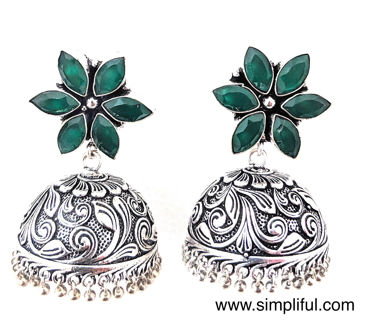 Large Star stud with polki stone Oxidized Large Jhumka Earring - Simpliful