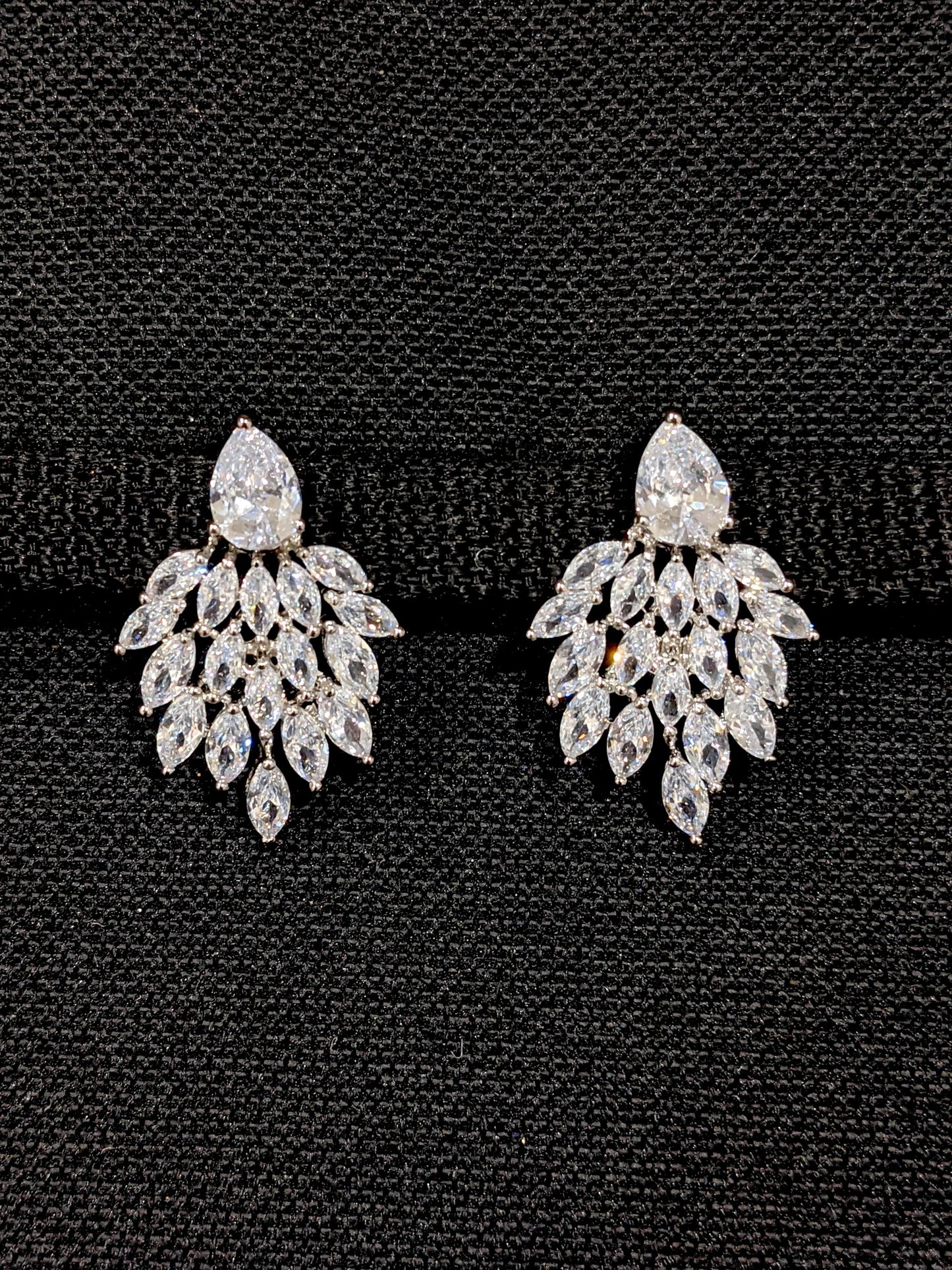 Statement feather design stud CZ Earrings - Simpliful