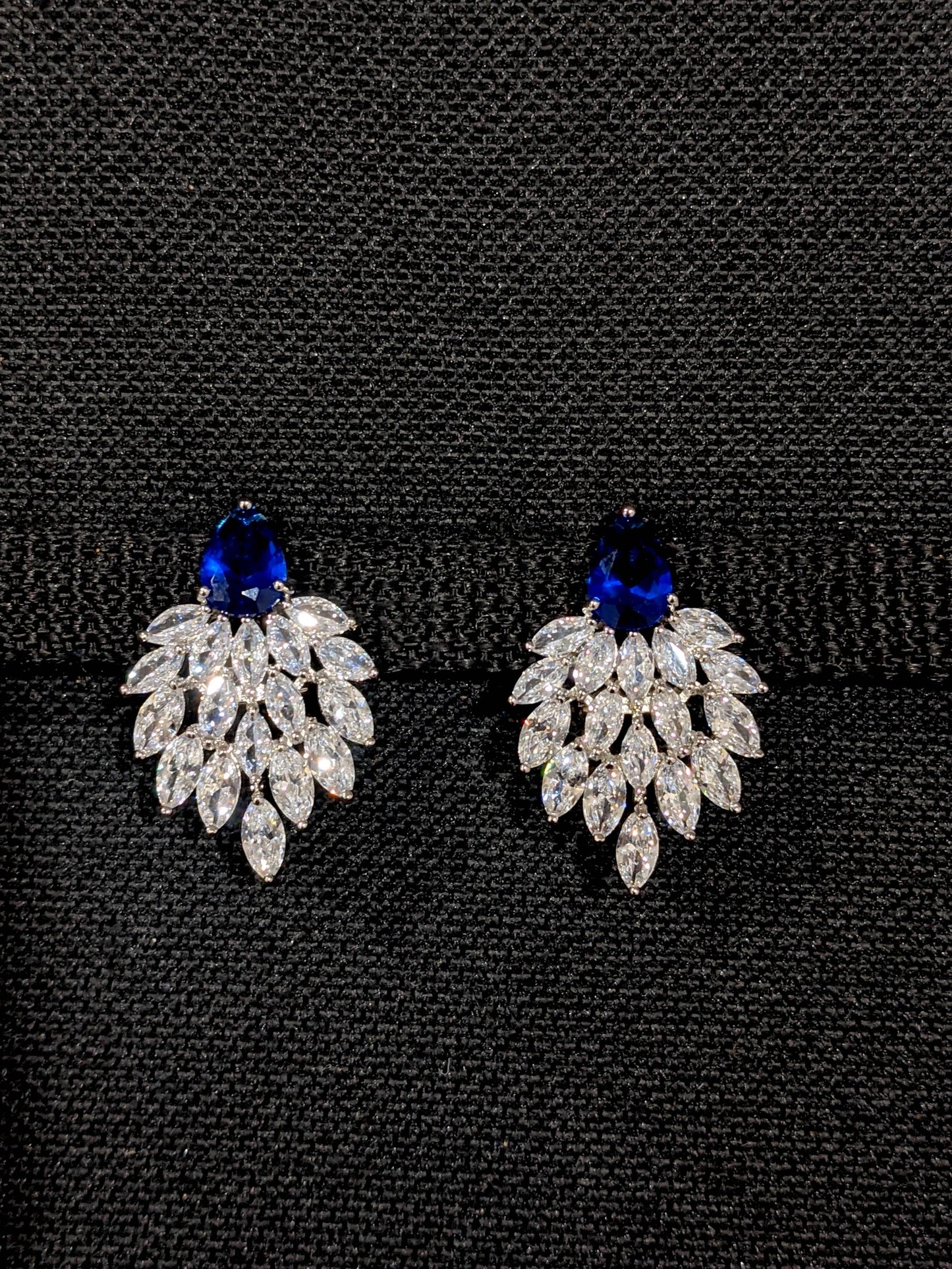 Statement feather design stud CZ Earrings - Simpliful