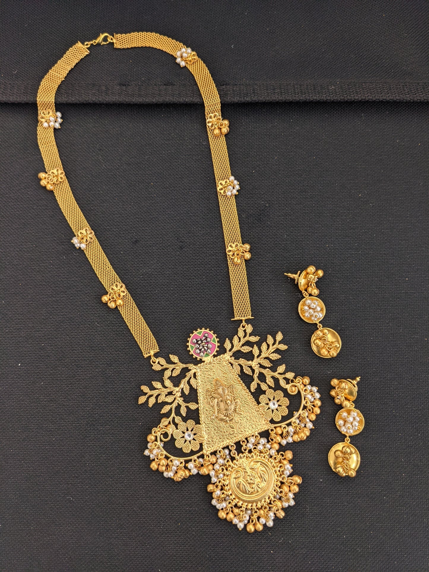 Contemporary Ganesh ji Pendant Necklace and Earrings set