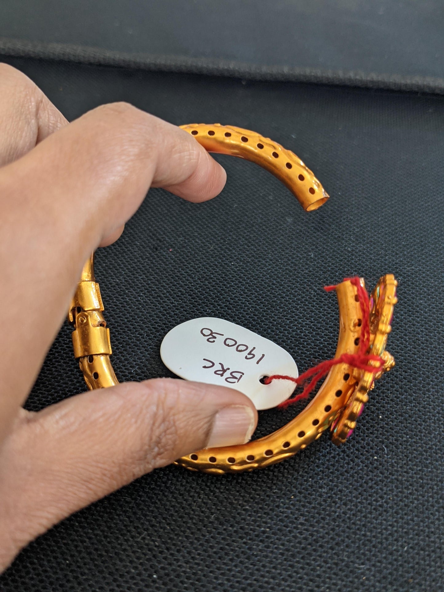 Orangish Matte gold plated openable bangle bracelet