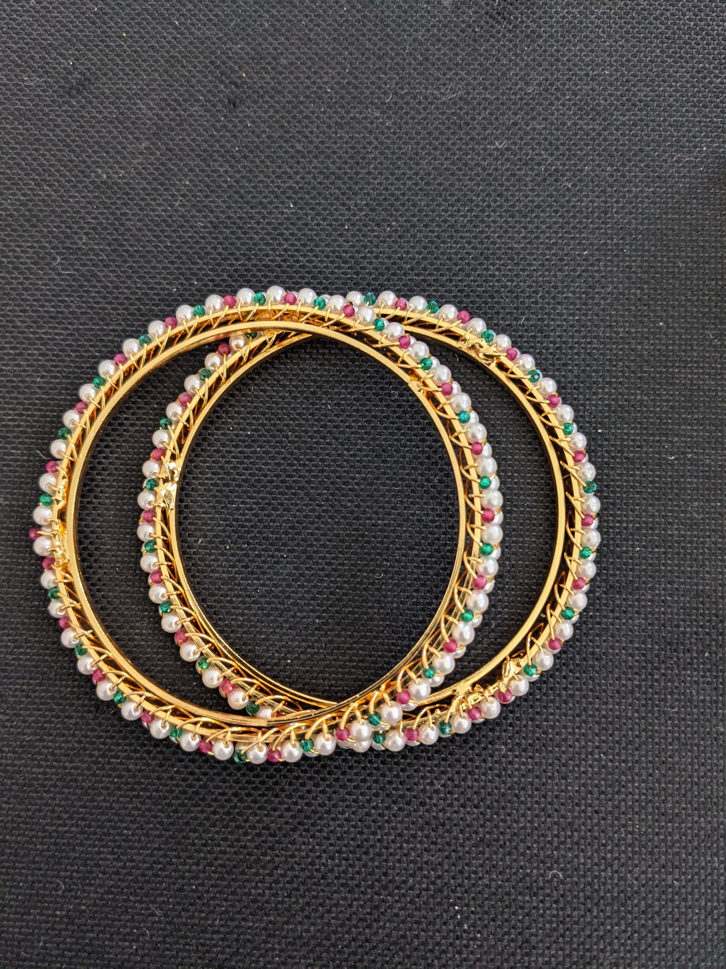 Pearl bead Gold plated Pair Bangles