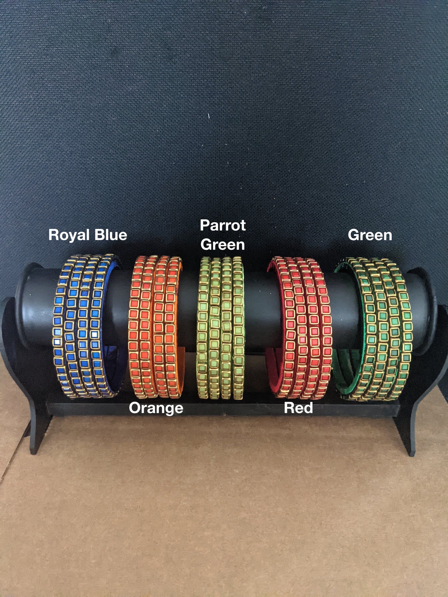 Colorful Silk Thread Bangles - Faux Kemp stone - Set of 4