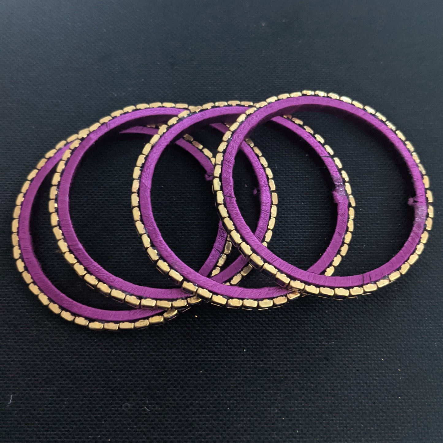 Colorful Silk Thread Bangles - Faux Kemp stone - Set of 4