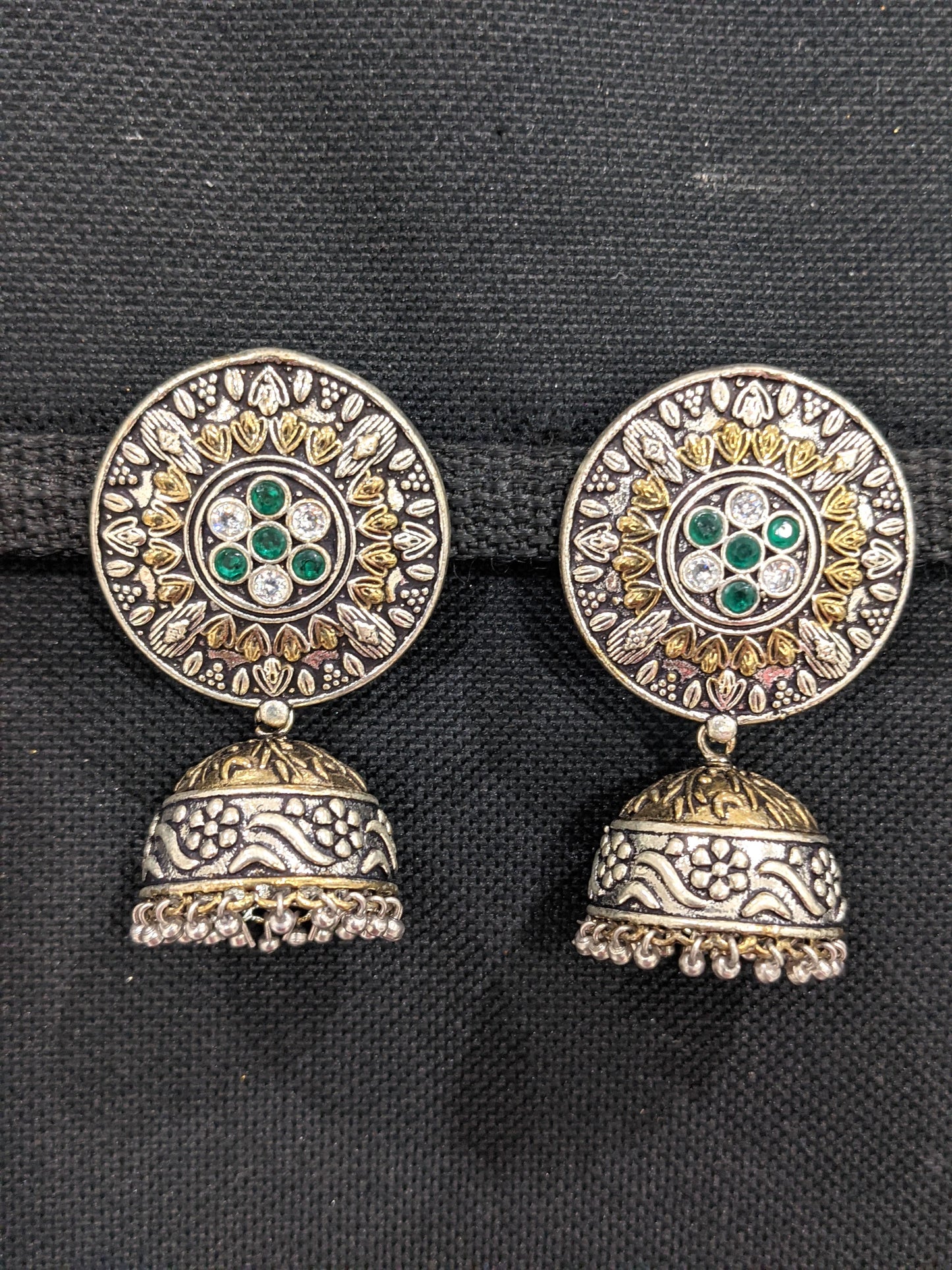 Dual tone Large Stud Medium Jhumka earrings