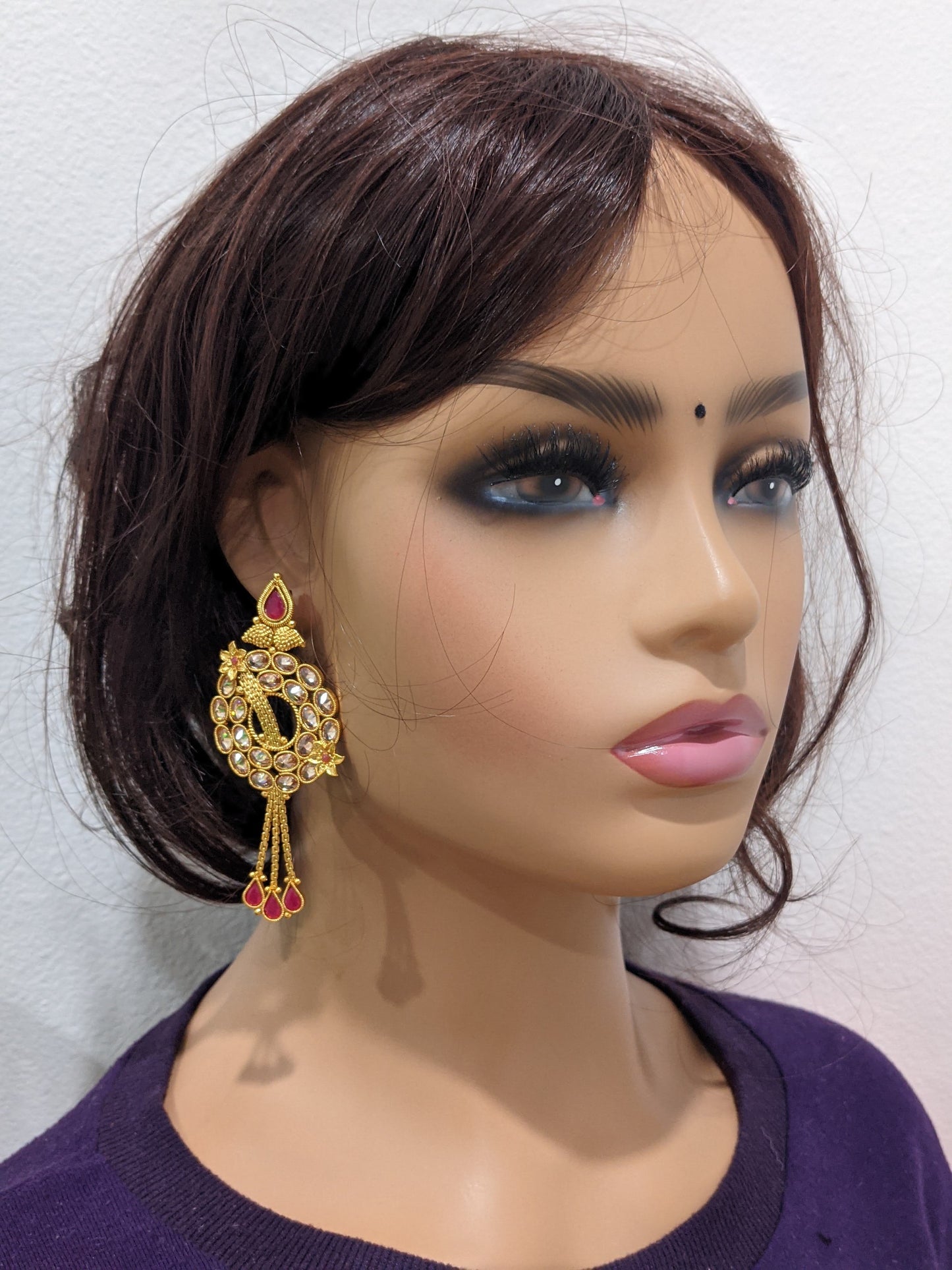 Flower design stylish Gold plated Polki Earrings