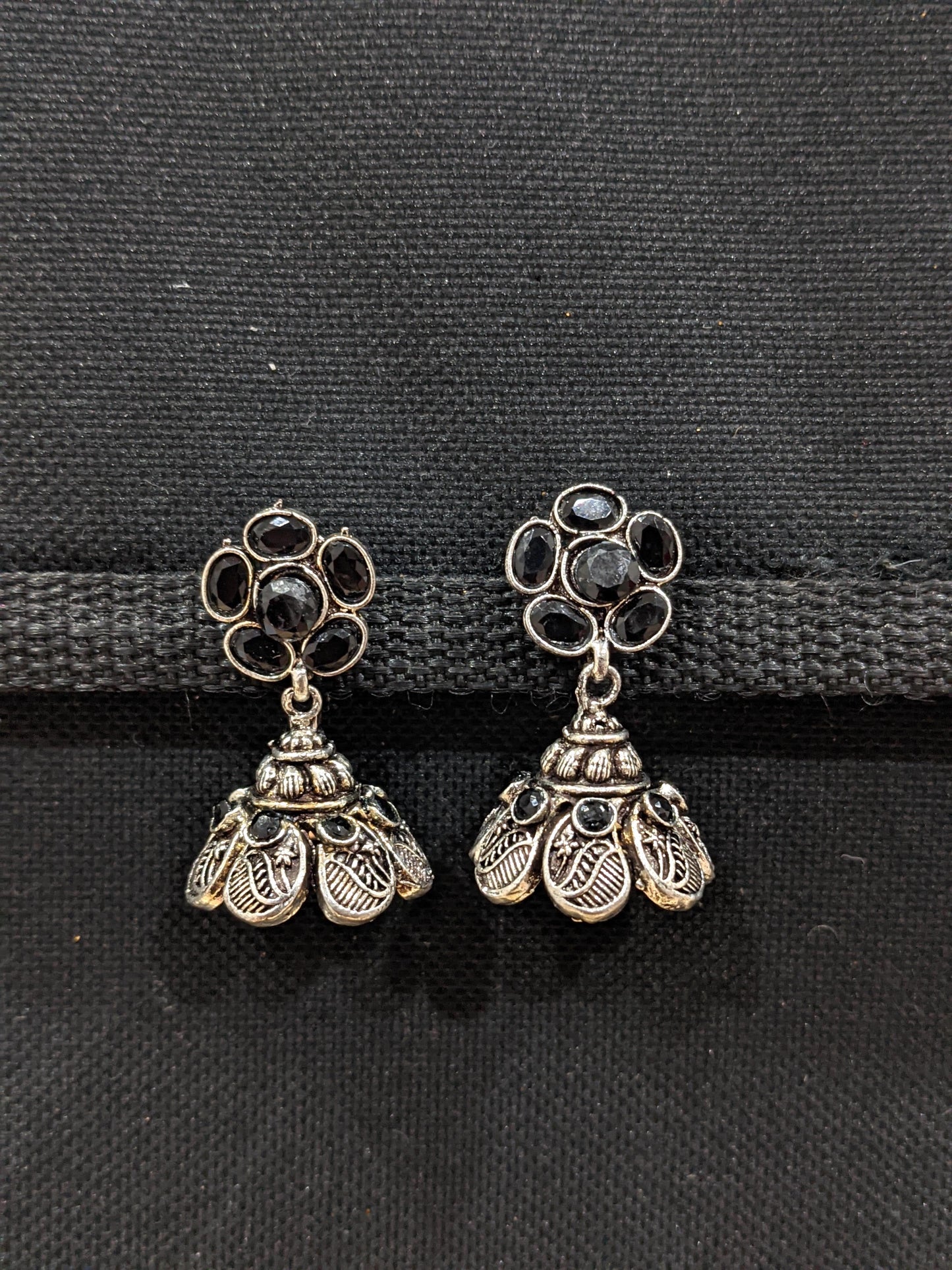 Polki - Enamel oxidized silver Jhumka Earrings - 5 designs
