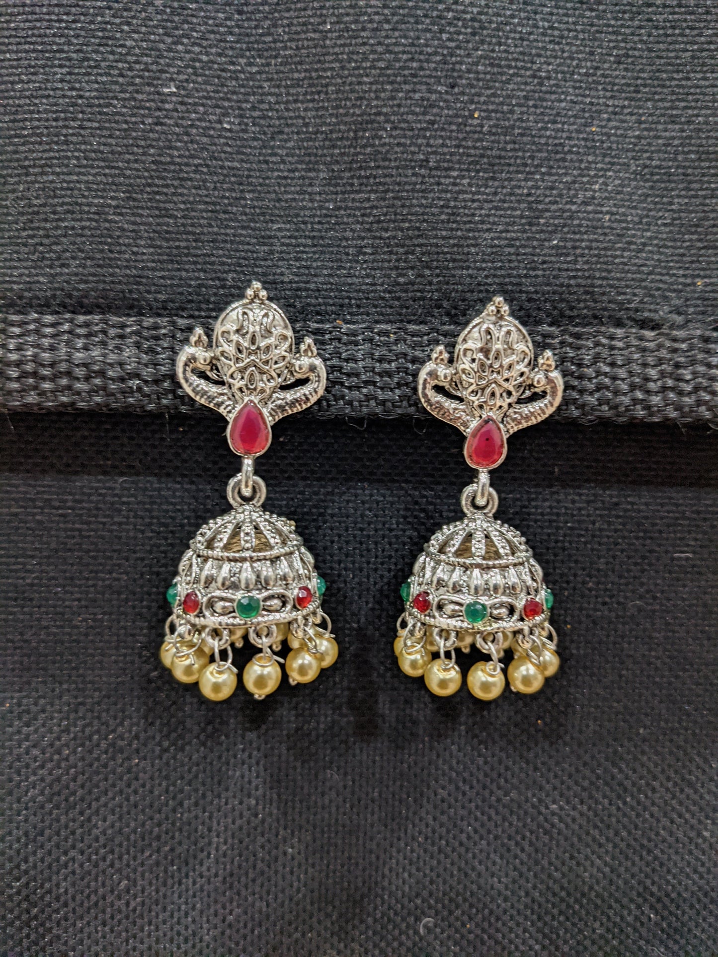 Polki stone Silver Rhodium plated Jhumka Earrings - 3 designs