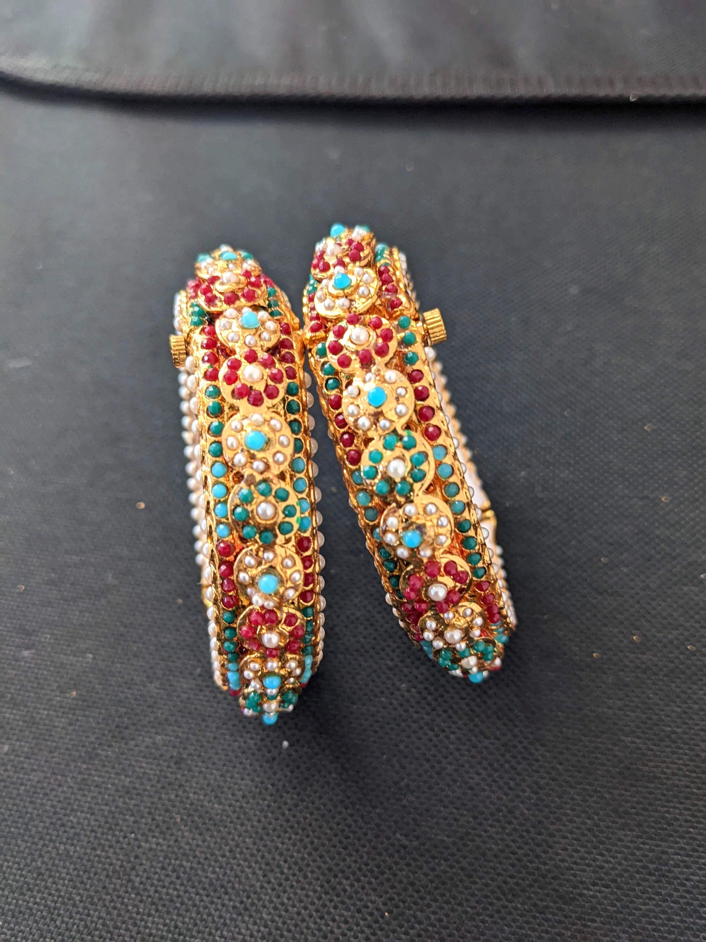 Multi color mini bead pasted traditional kada Bangles