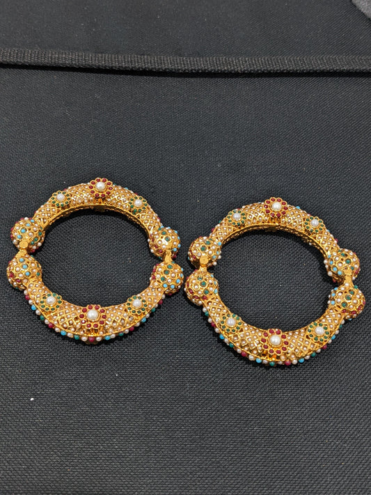 Multi color mini bead pasted traditional kada Bangles