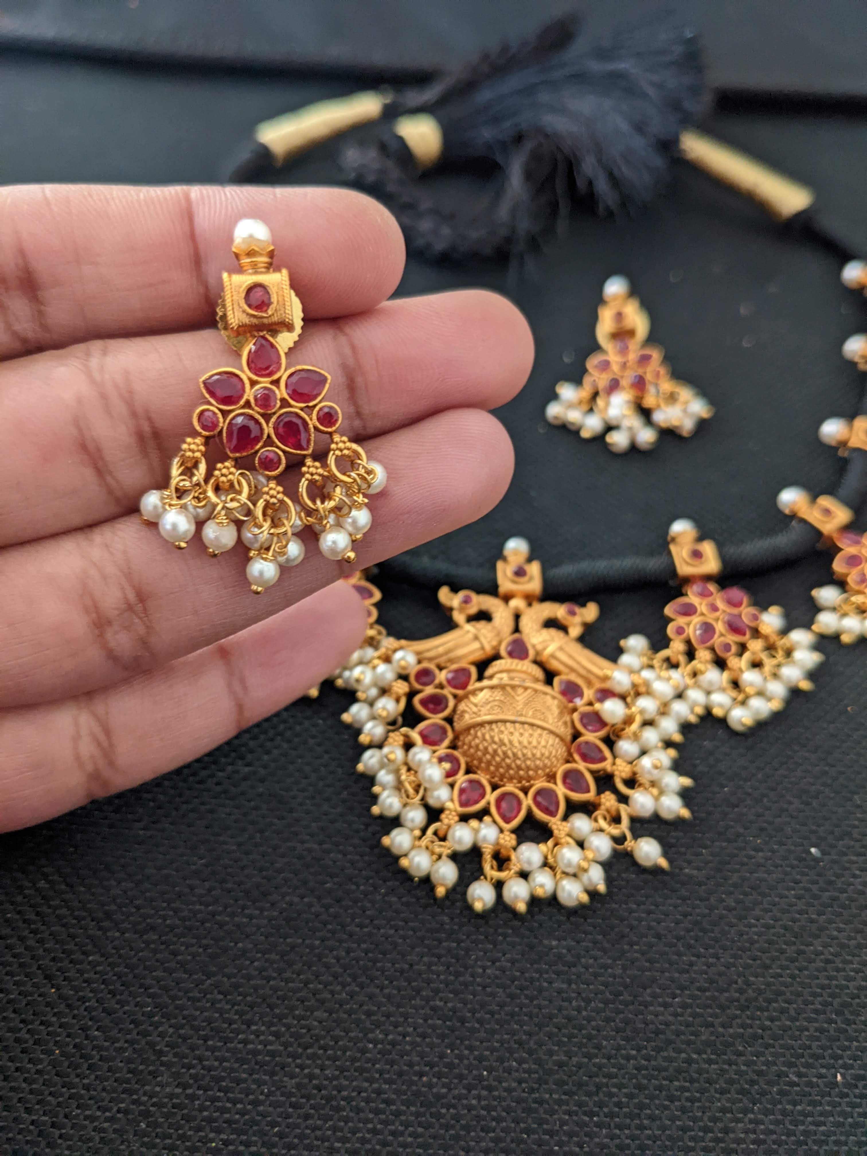 Dual tone peacock with turquiose stone necklace and matching earrings –  RaRe N Precious