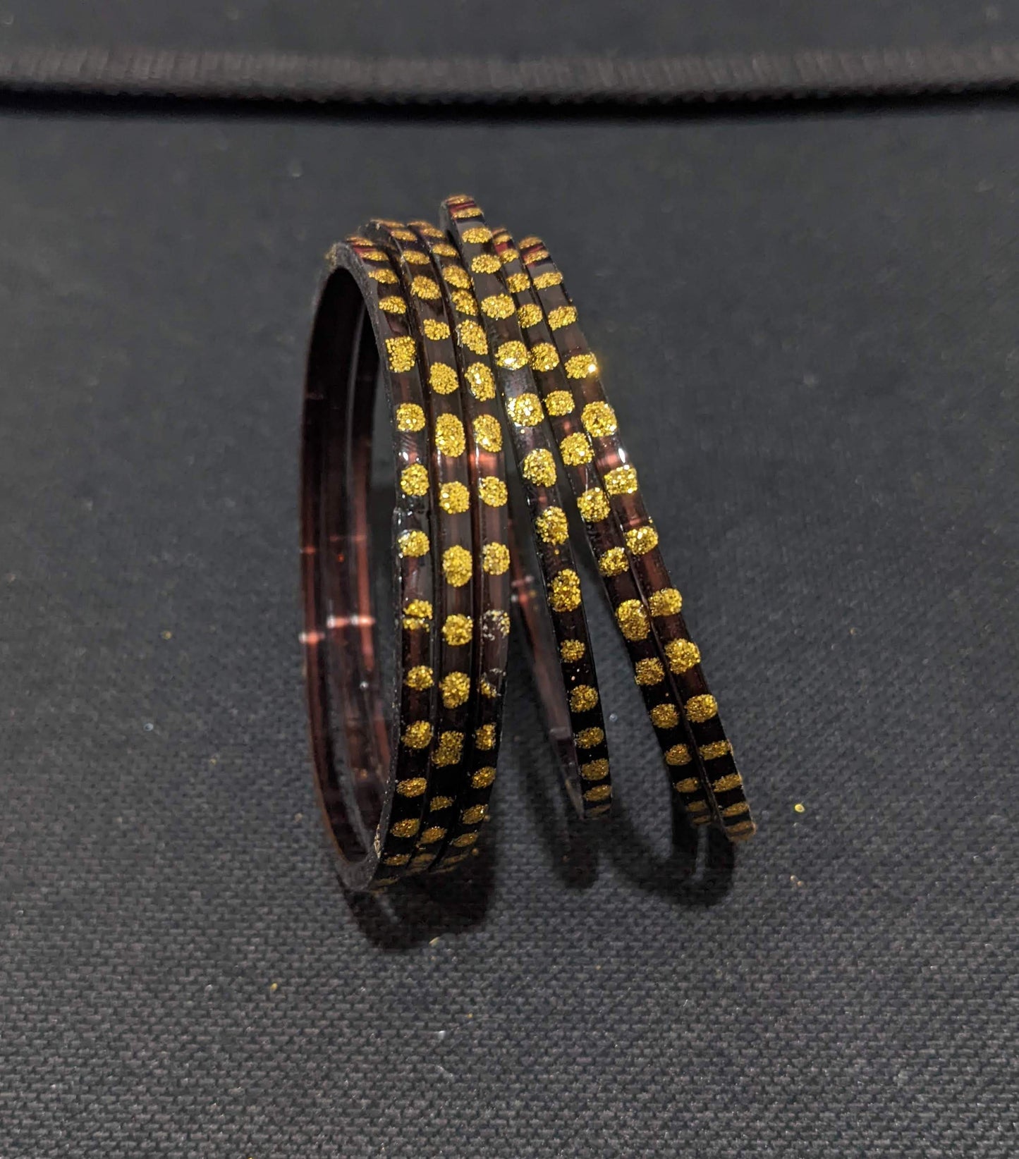 Gold dot Glass Bangles - Set of 6 bangles / Half dozen bangles