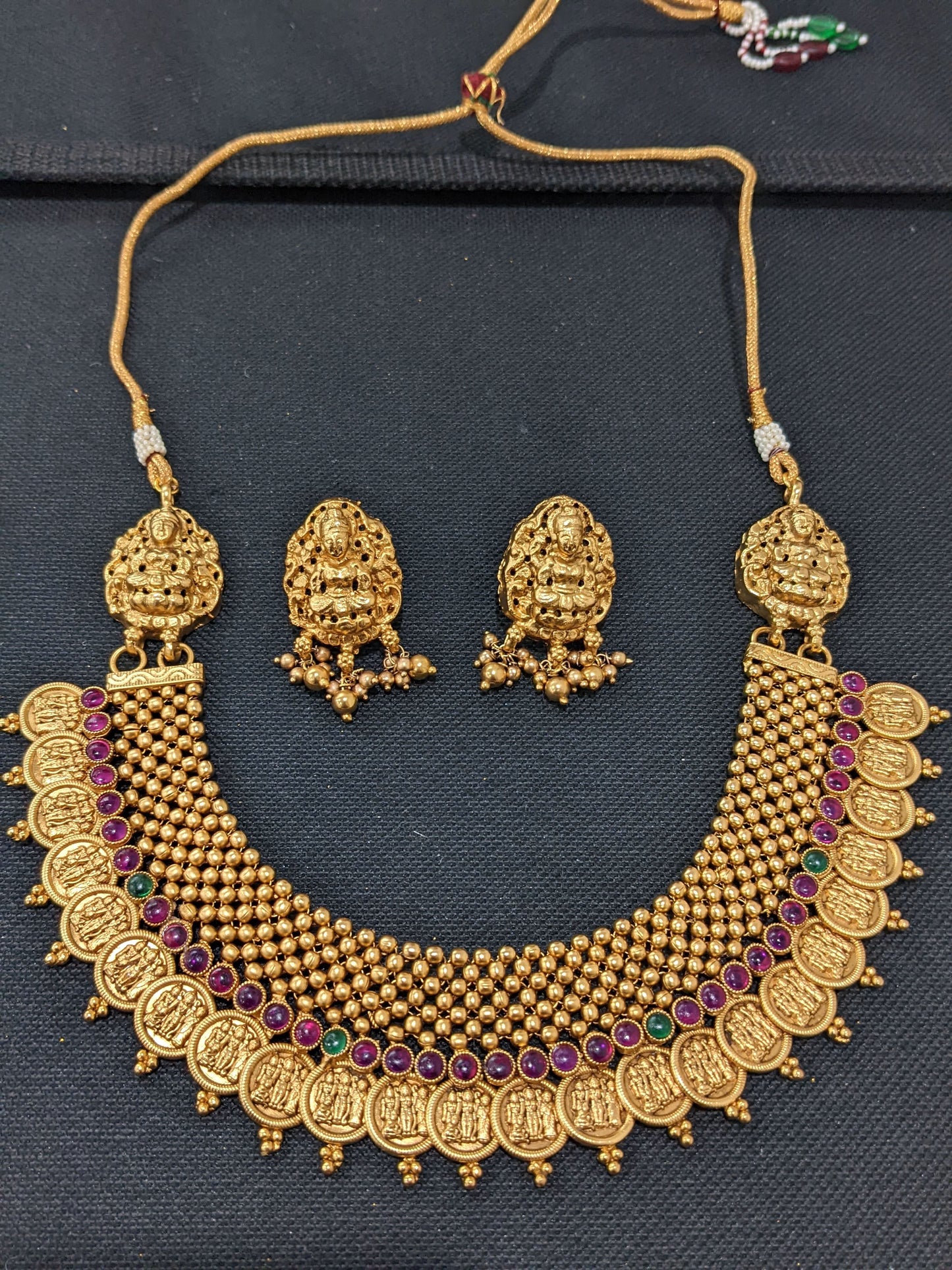 Ram Parivar Broad Choker Necklace and Earrings set