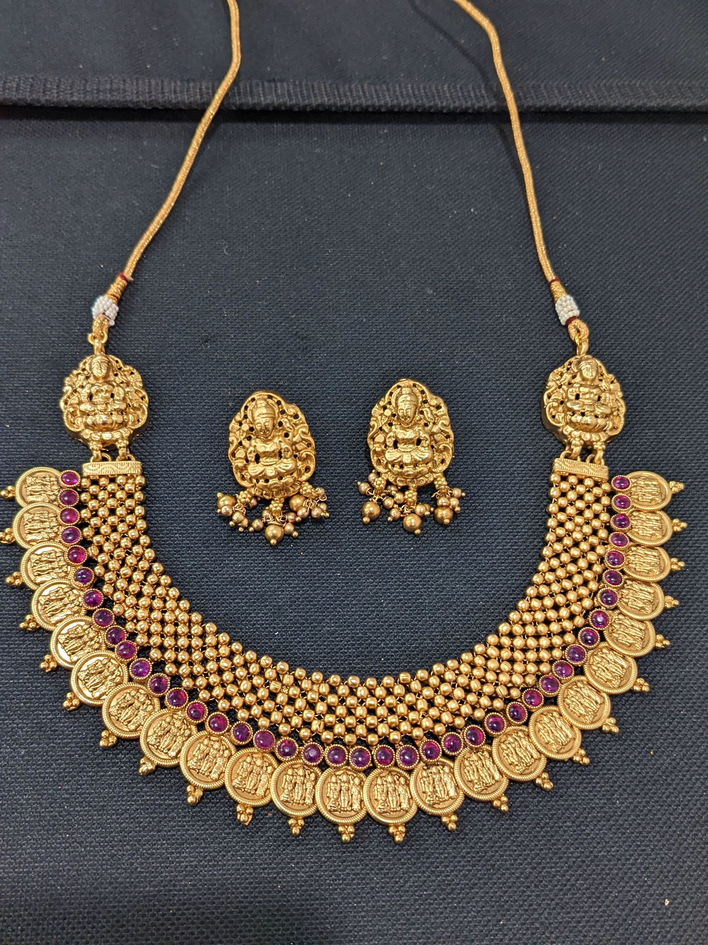 Ram Parivar Broad Choker Necklace and Earrings set
