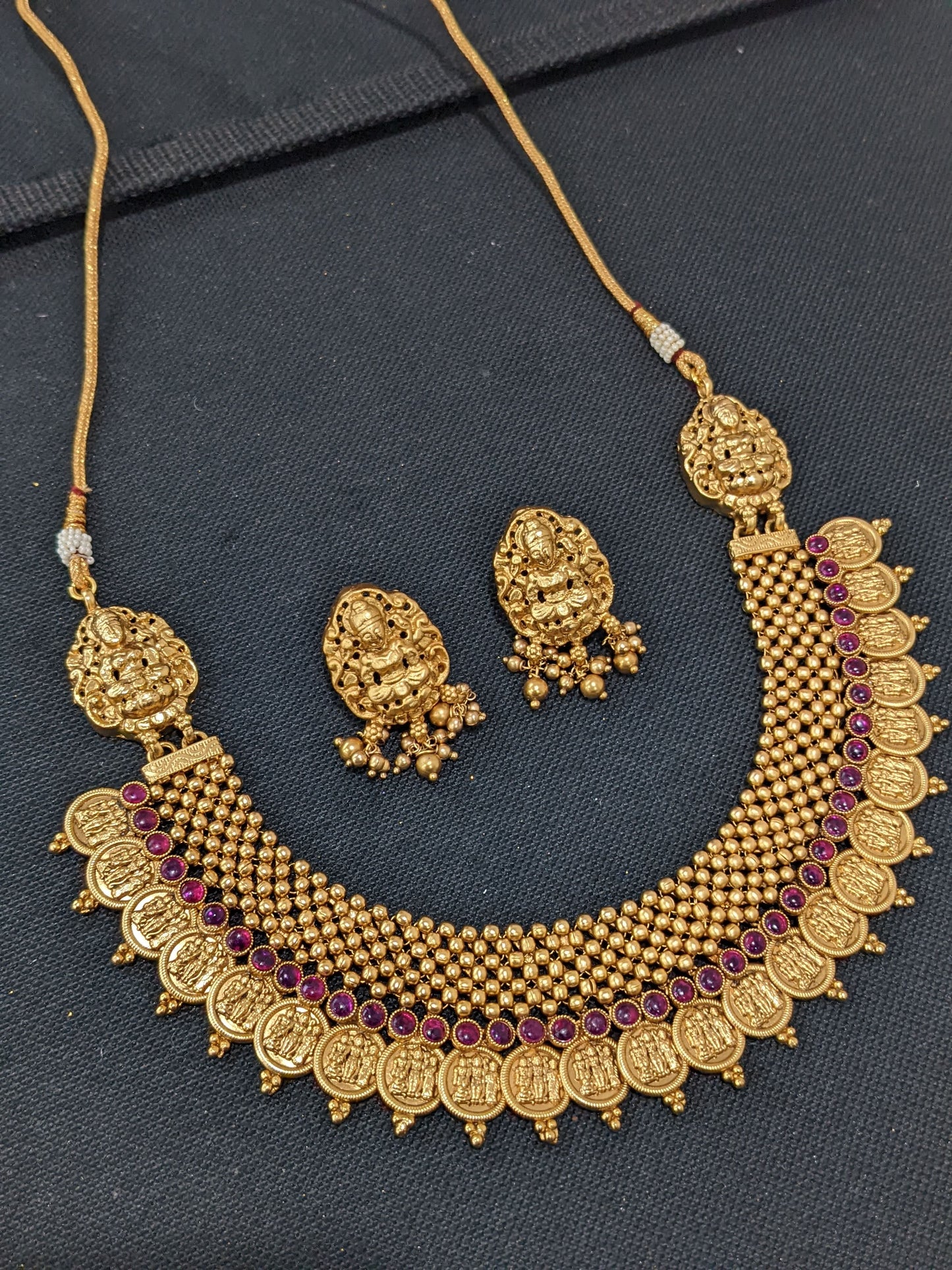 Ram Parivar Broad Choker Necklace and Earrings set