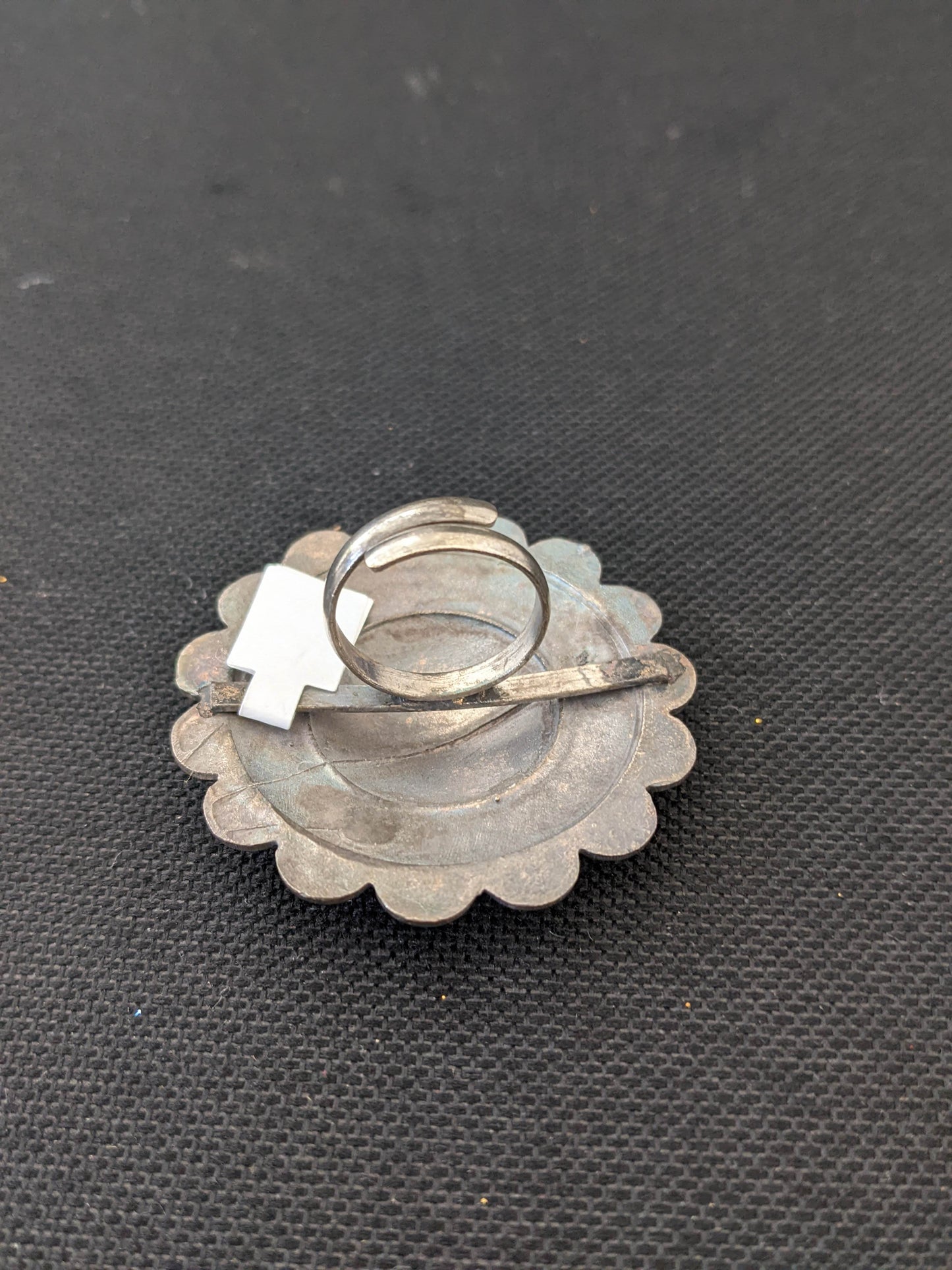 XL size flower design german silver adjustable finger ring - Simpliful
