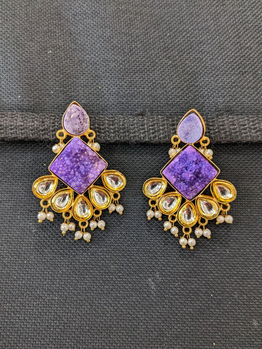 Diamond Druzy stone pasted trendy earrings