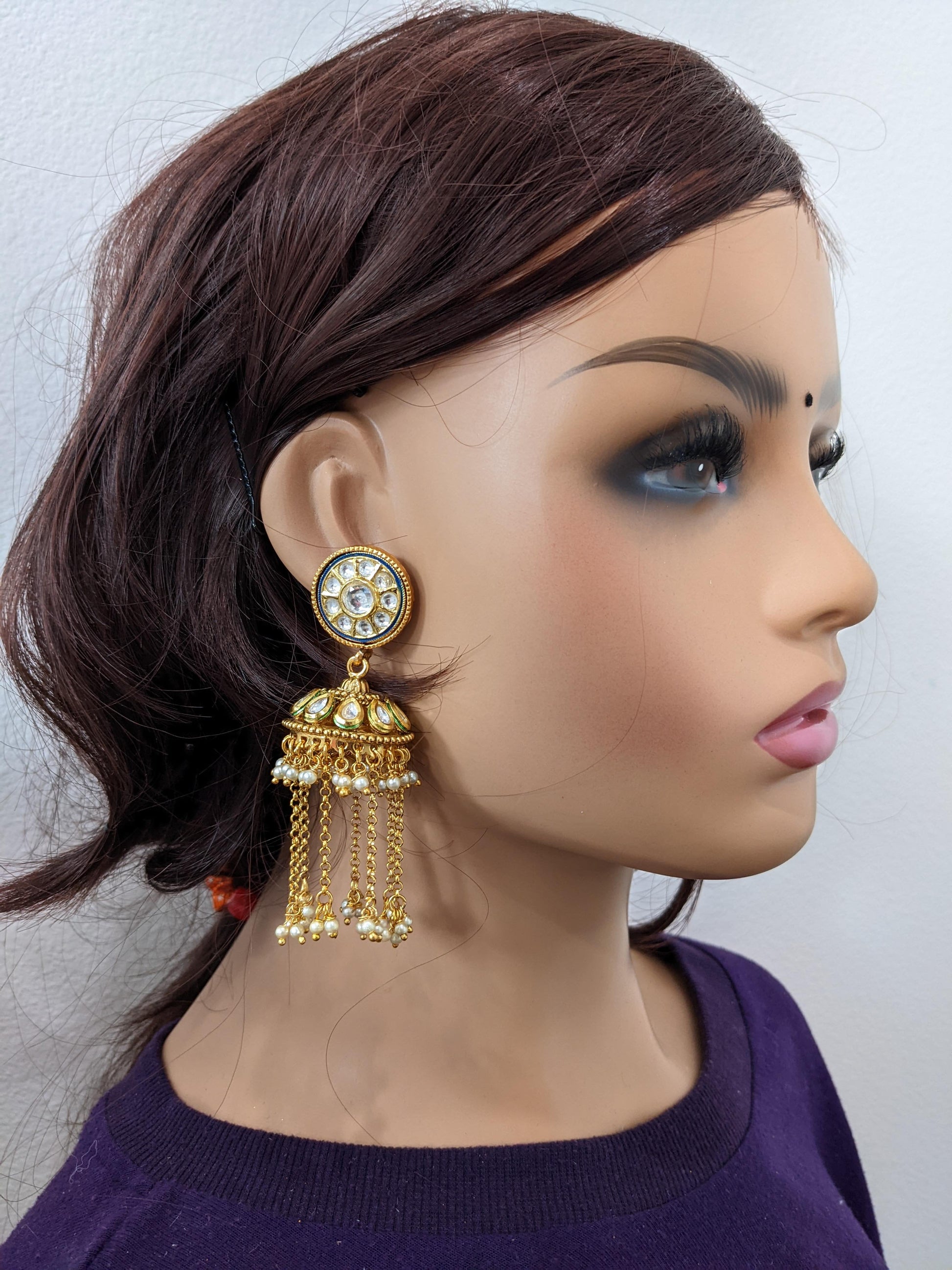 Kundan Tassel style Designer Jhumka Earrings - Main Image