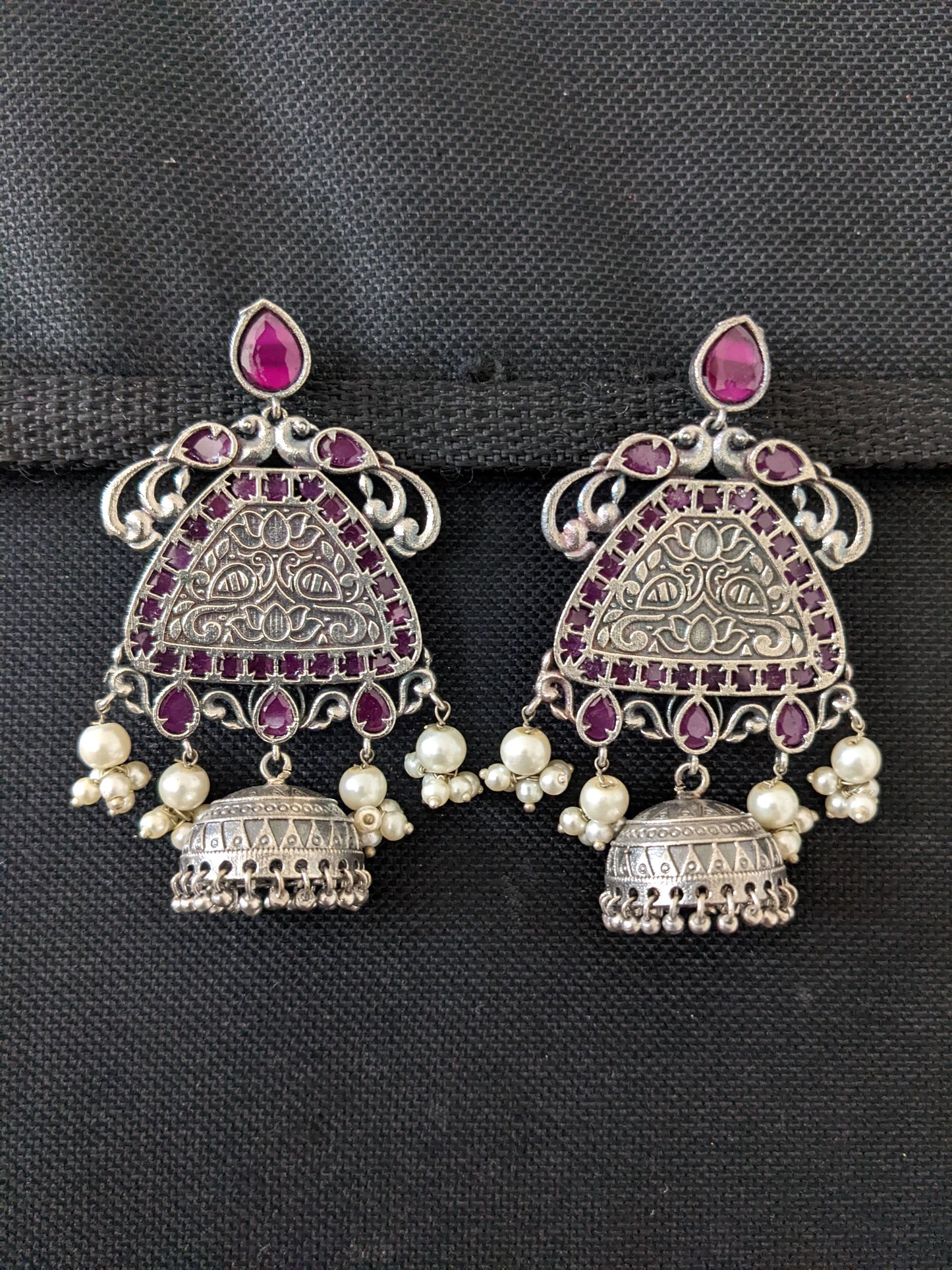 German Silver Elephant design Jhumka Earrings