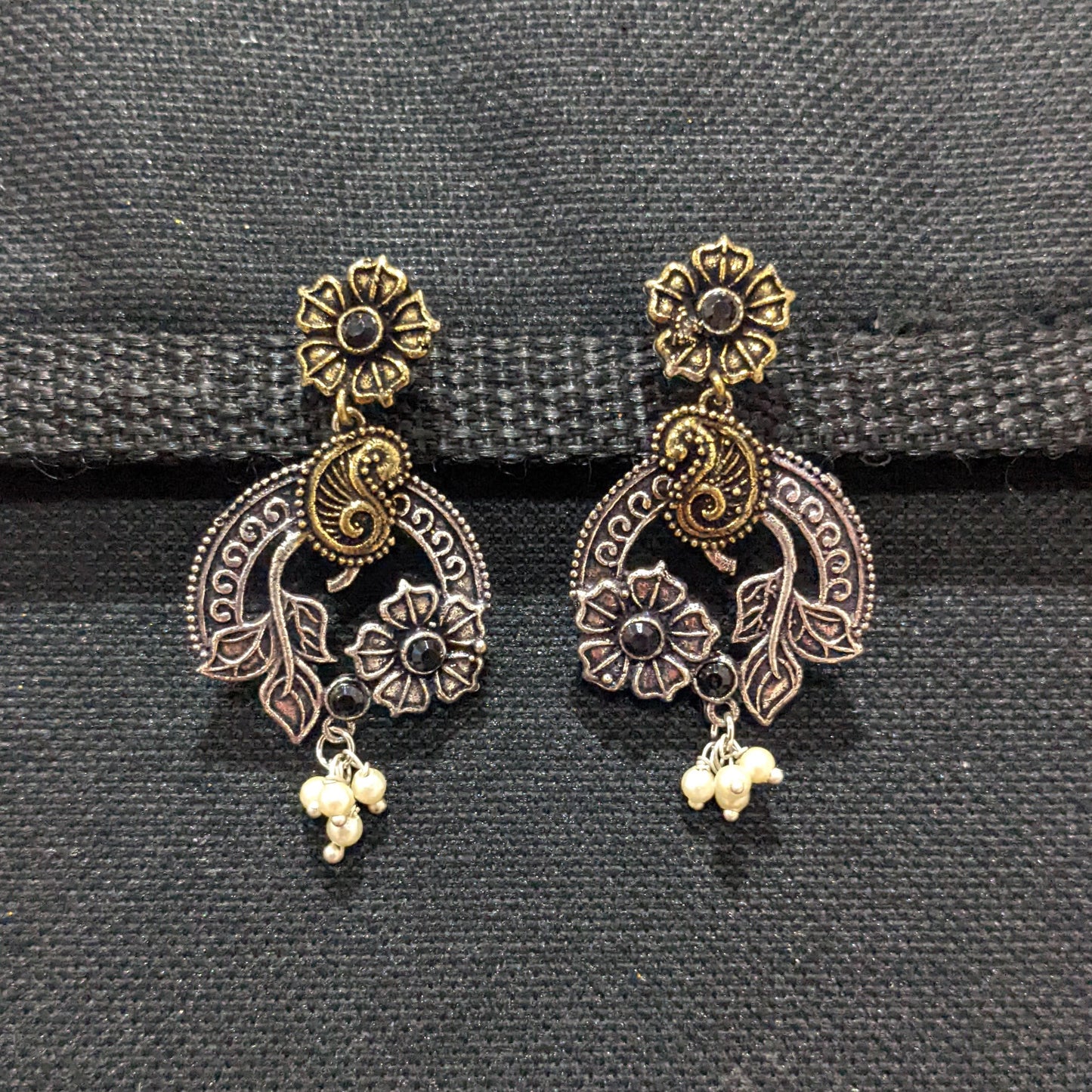 Oxidized Dual Tone Earring - Different designs available