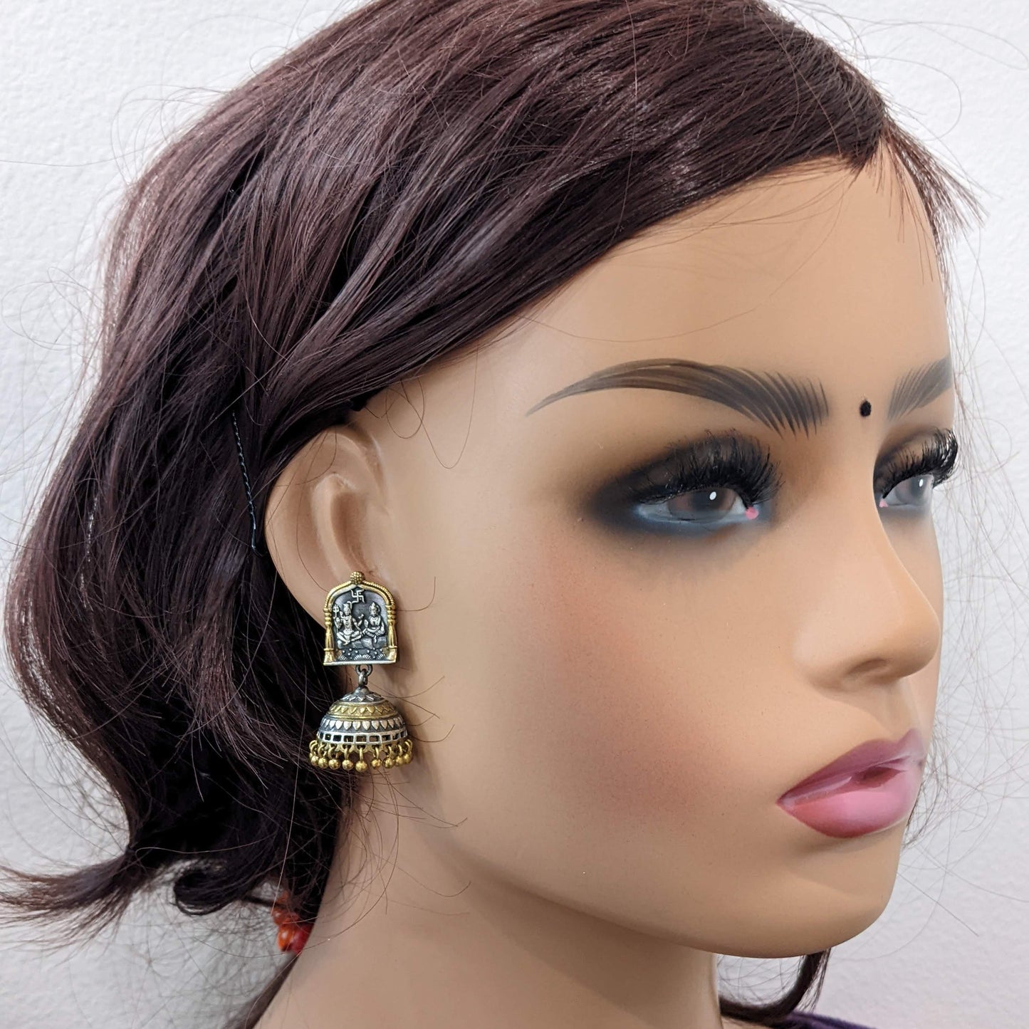 SALE - Dual tone Oxidized Silver Jhumka Earrings