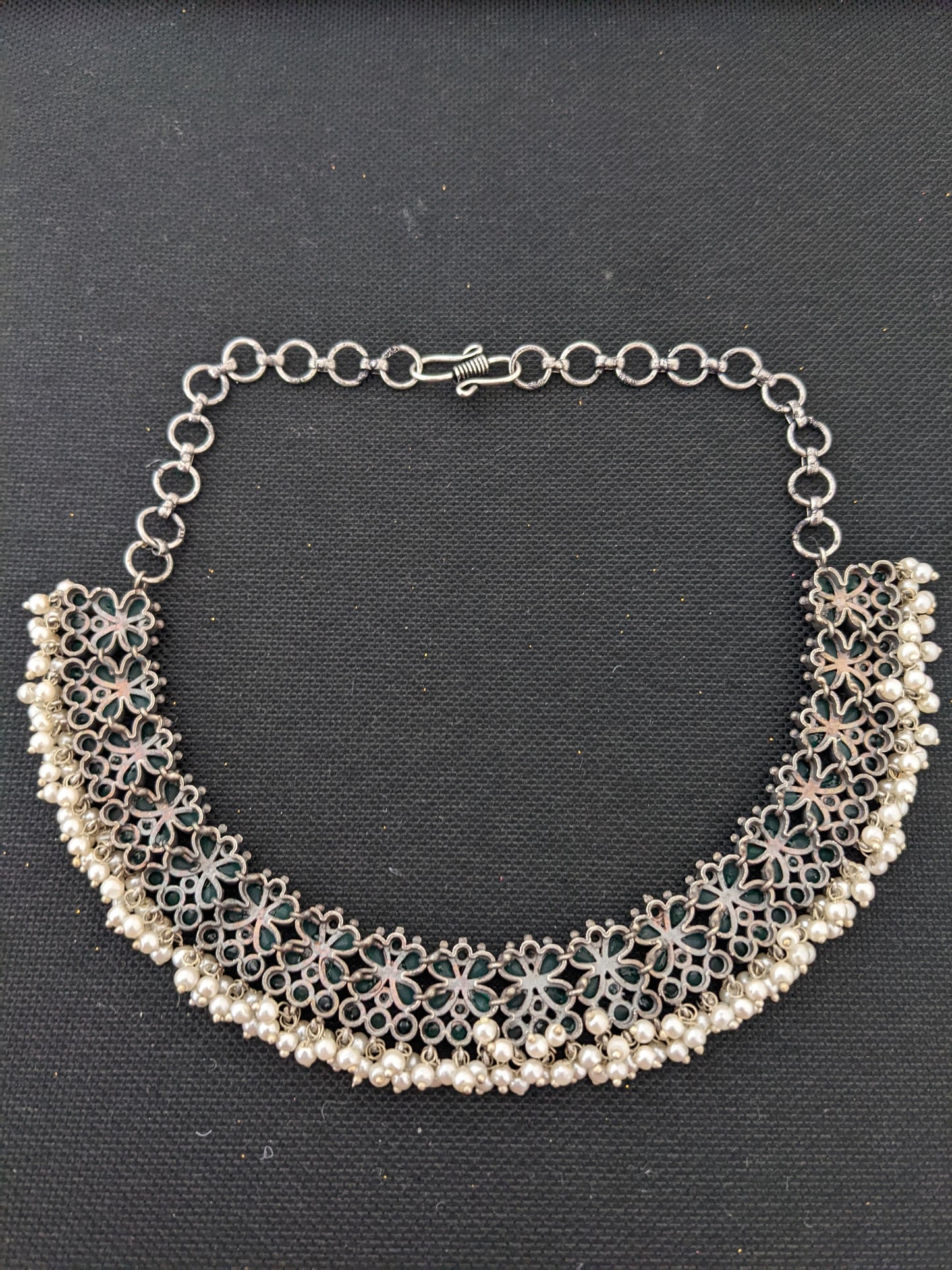Guttapusalu CZ stone oxidized silver Choker Necklace - 2 designs