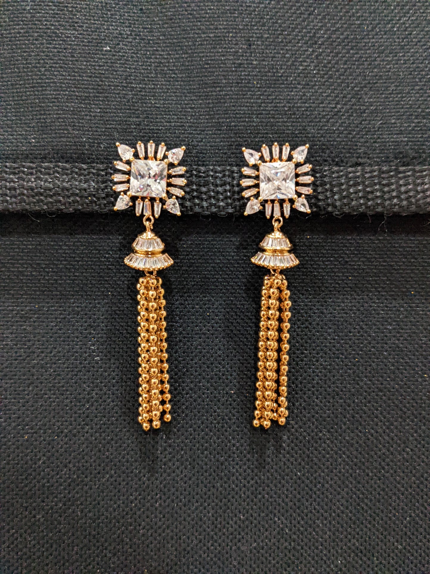 CZ Designer Tassel Long Jhumka earrings